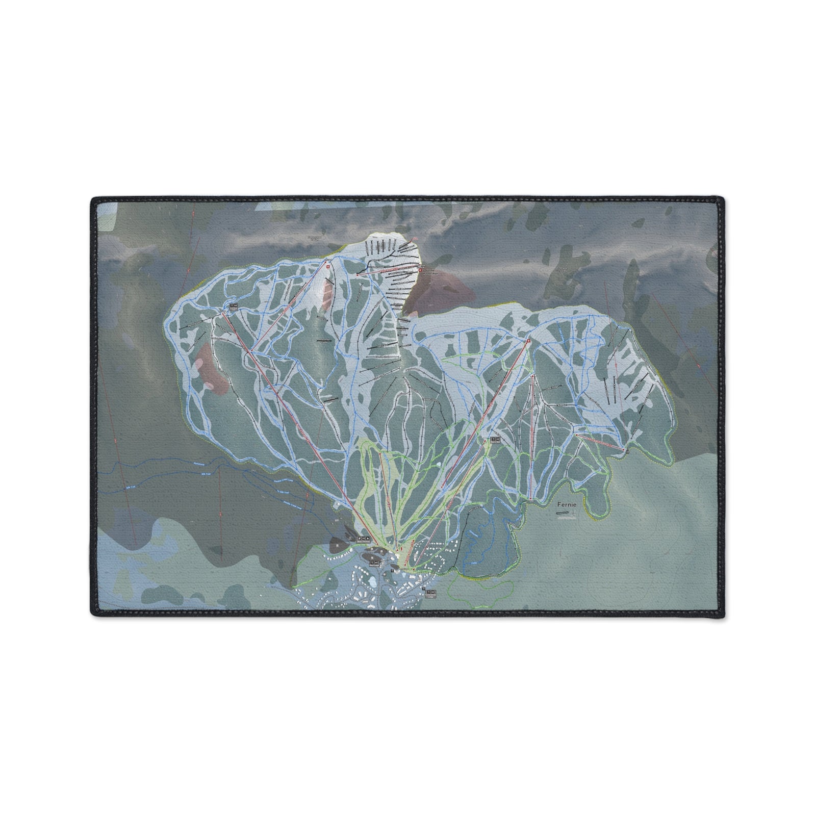 Fernie, British Columbia Ski Resort Map Heavy Duty Floor Mat