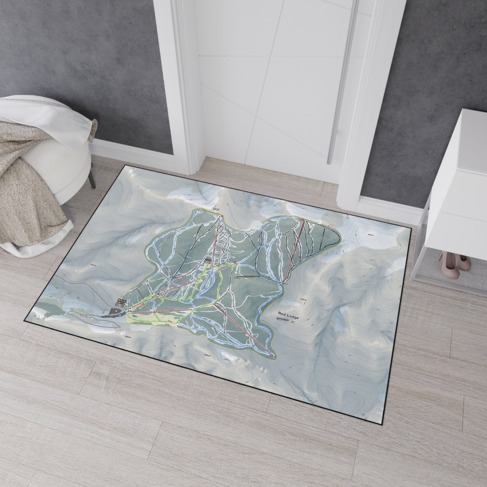 Red Lodge, Montana Ski Resort Map Heavy Duty Floor Mat