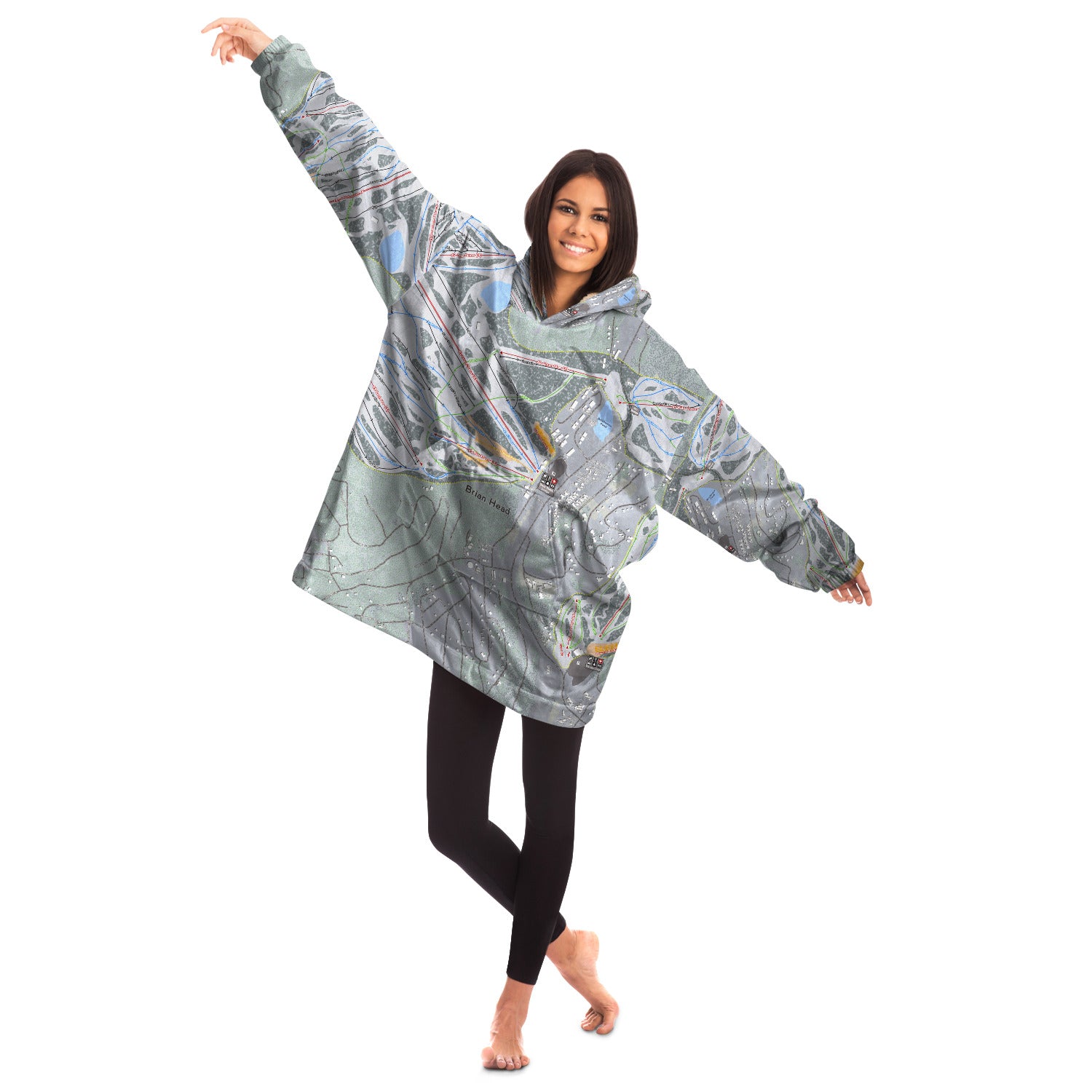 Brian Head, Utah Ski Trail Map - Snug Hoodie