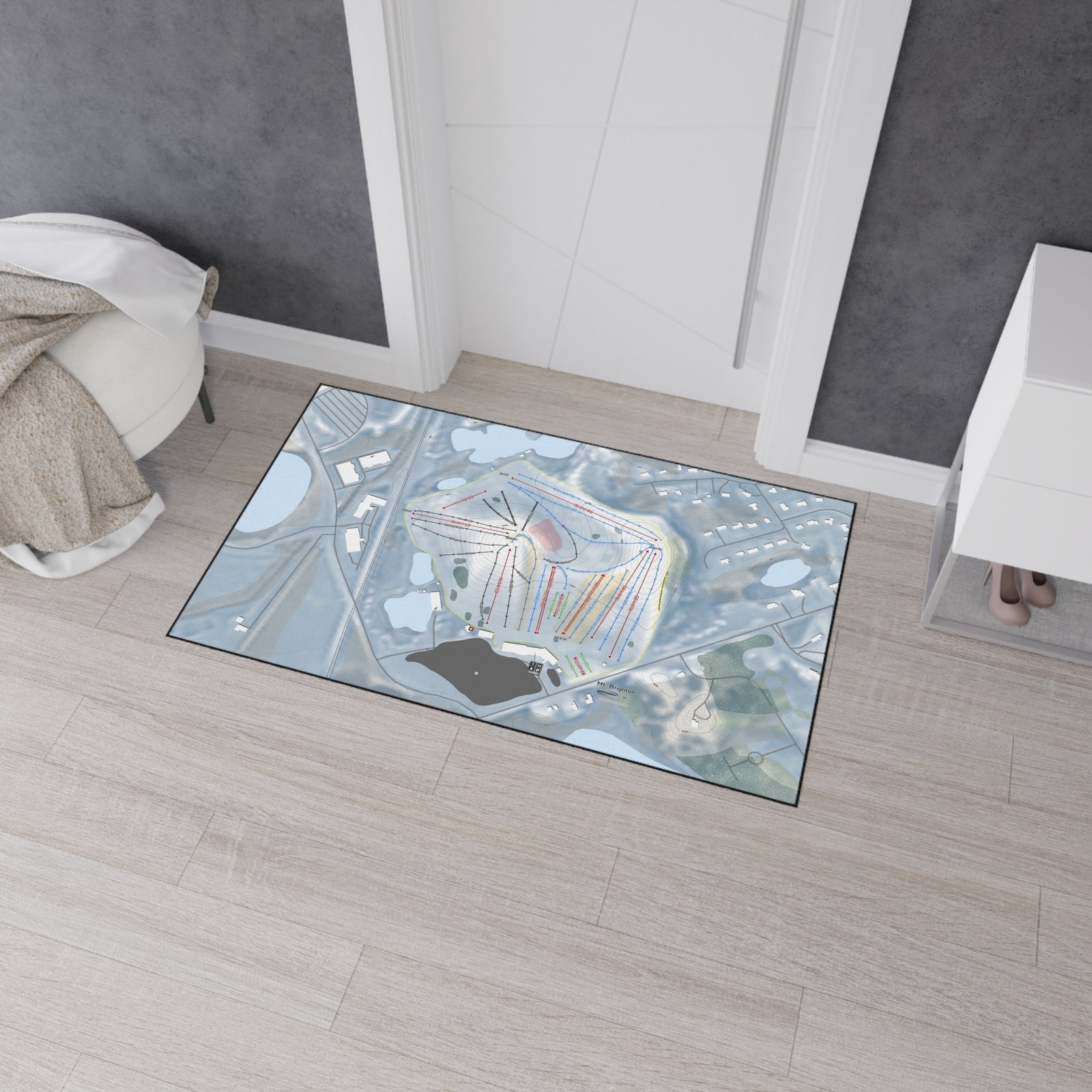 Mt Brighton, Michigan Ski Resort Map Heavy Duty Floor Mat