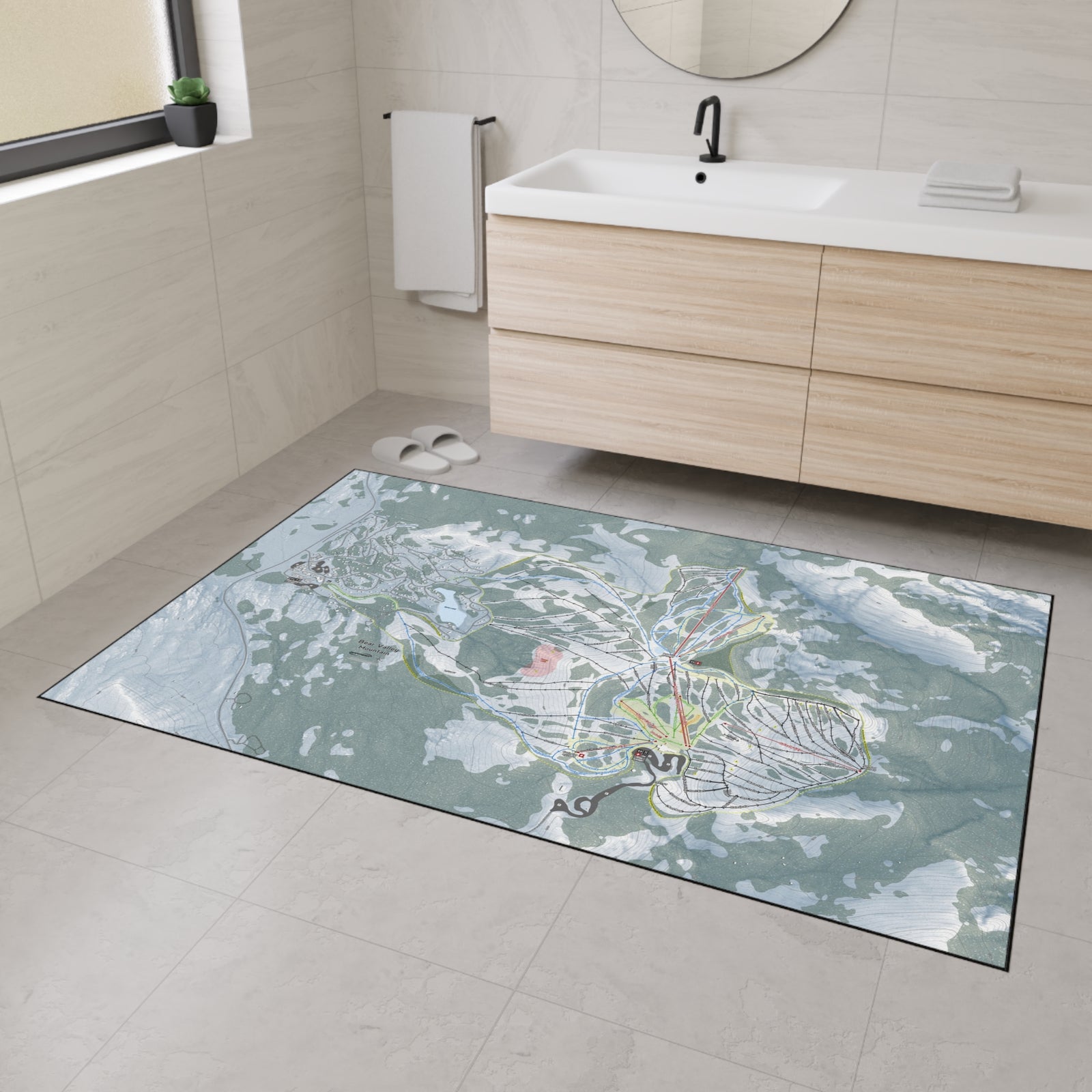 Bear Valley Mountain, California Ski Resort Map Heavy Duty Floor Mat