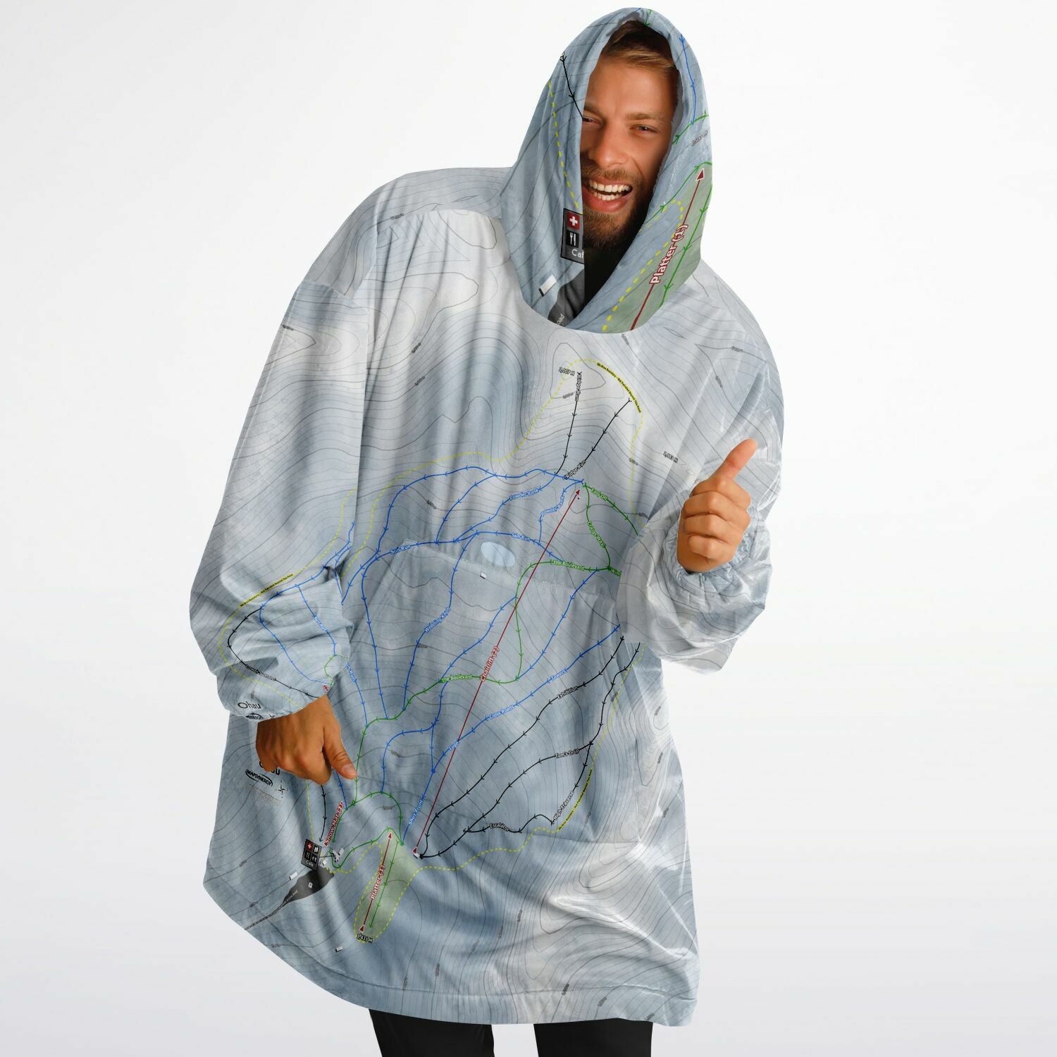 Ohau, New Zealand Ski Trail Map - Snug Hoodie