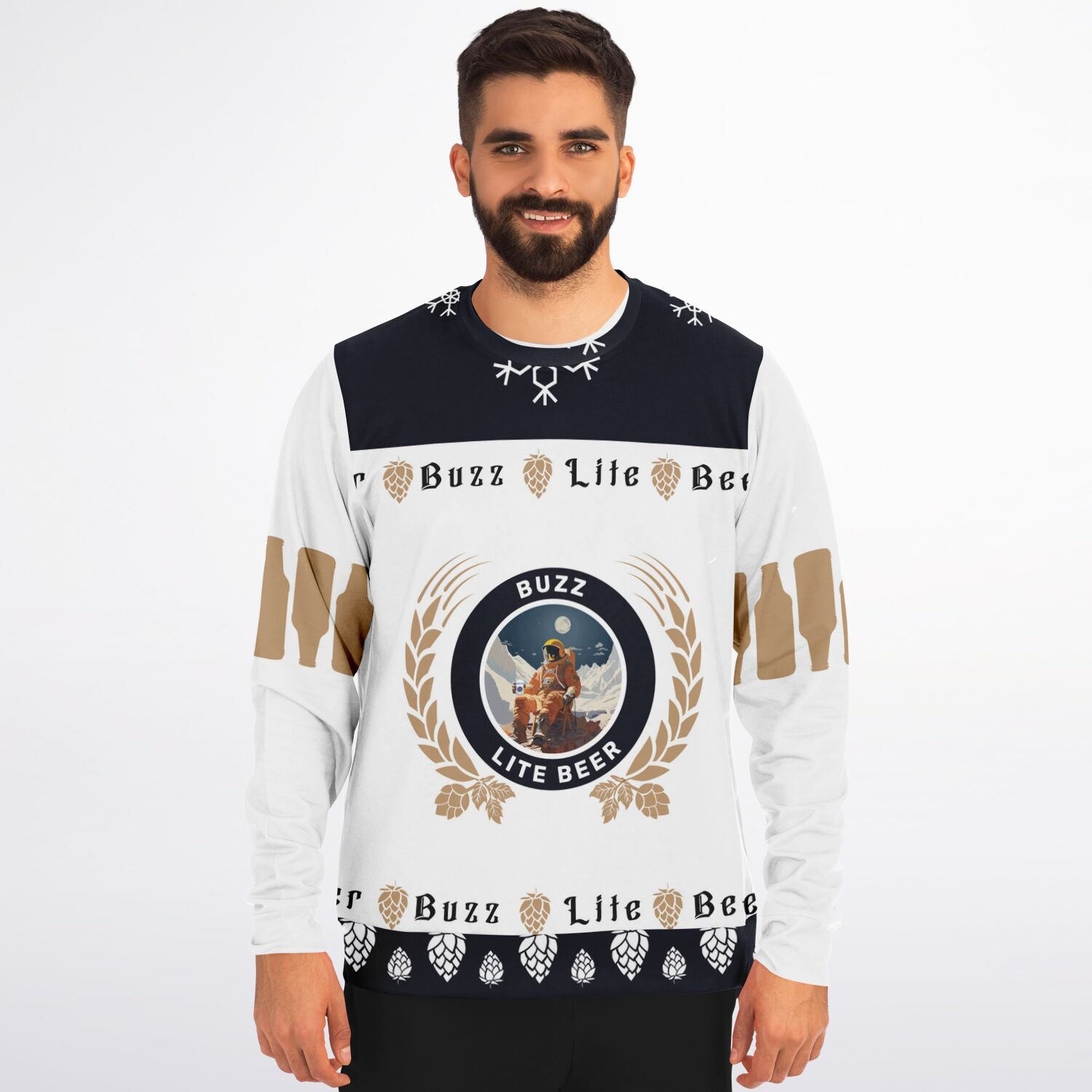 Buzz Lite Beer Ugly Christmas Sweater for Skiers - Fashion Sweatshirt