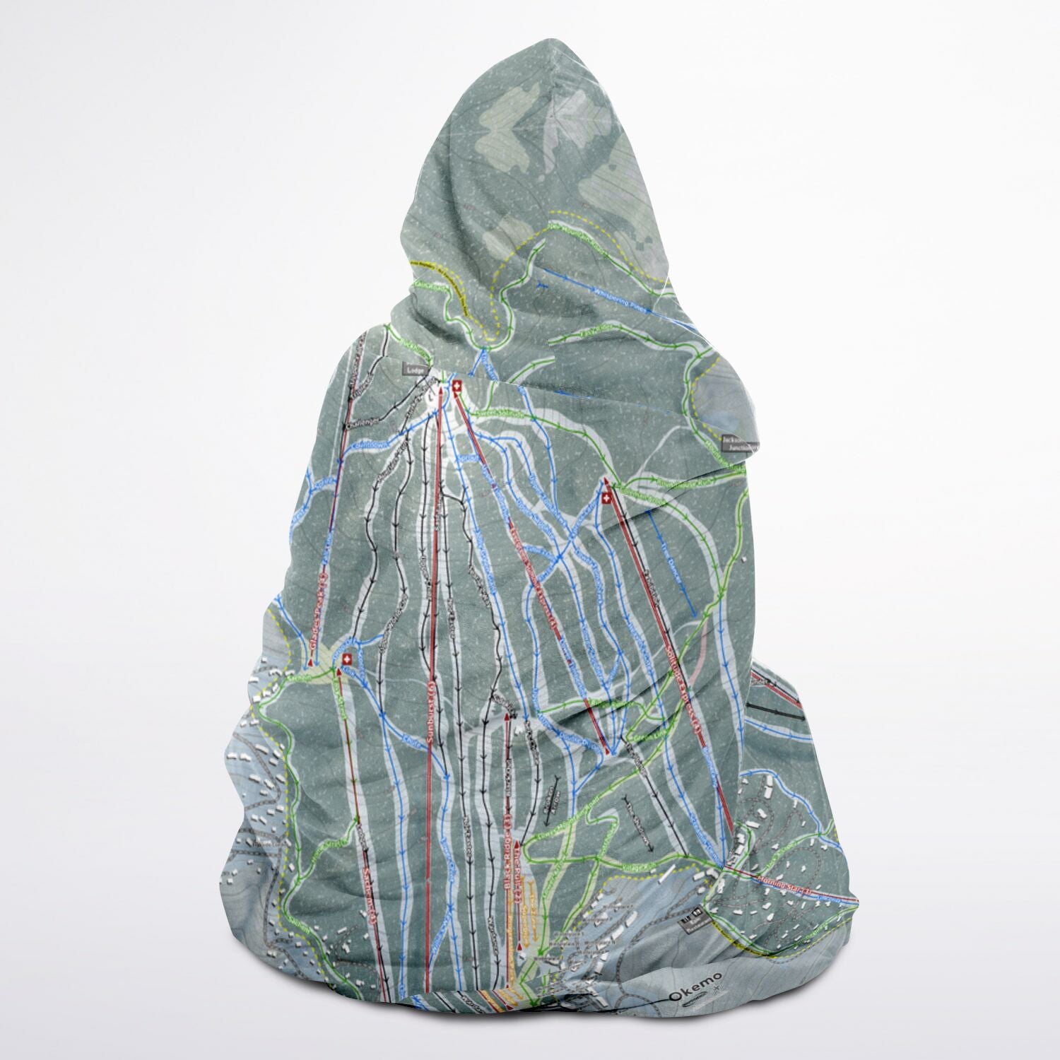 Okemo, Vermont Ski Trail Map - Adult Hooded Blanket - Powderaddicts