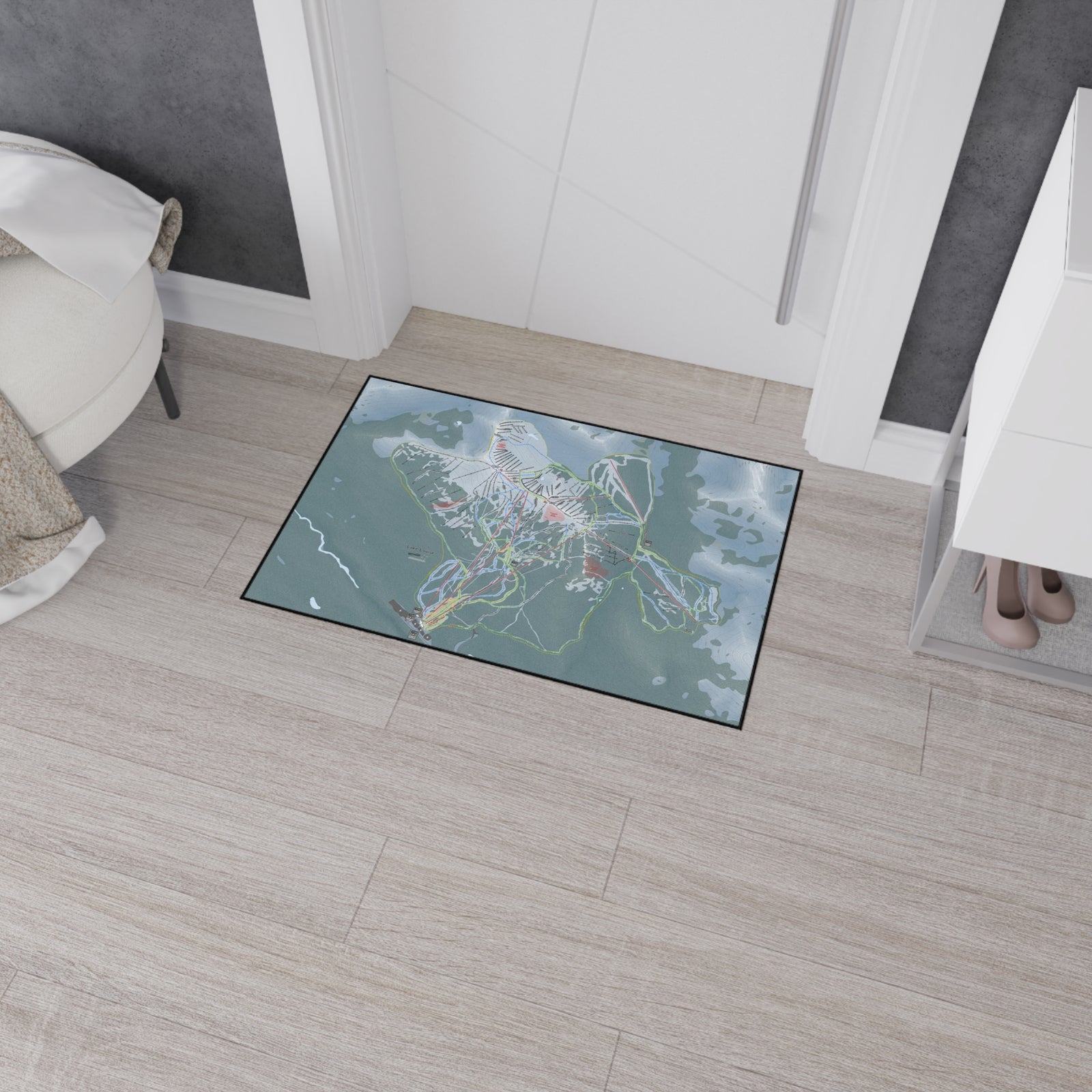 Lake Loiuse, Alberta Ski Resort Map Heavy Duty Floor Mat