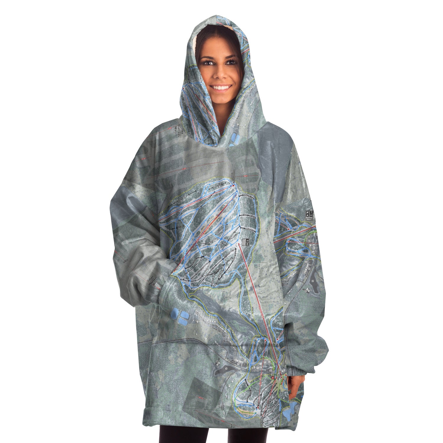Lutsen Mountains, Minnesota Ski Trail Map - Snug Hoodie - Powderaddicts