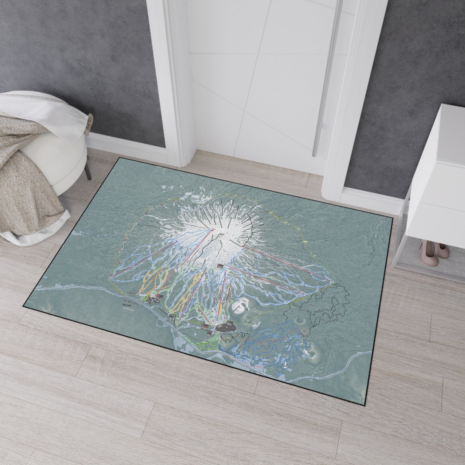 Mt Bachelor, Oregon Ski Resort Map Heavy Duty Floor Mat