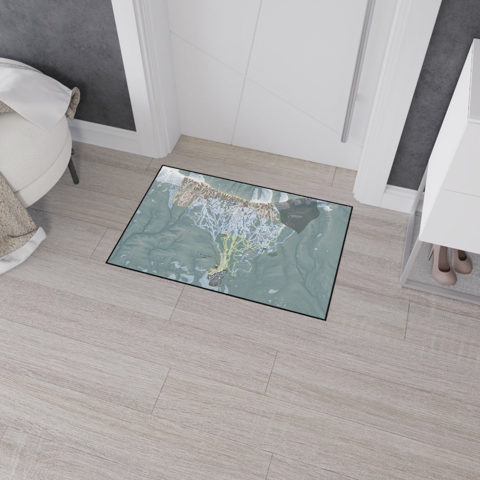 Bridger Bowl, Montana Ski Resort Map Heavy Duty Floor Mat