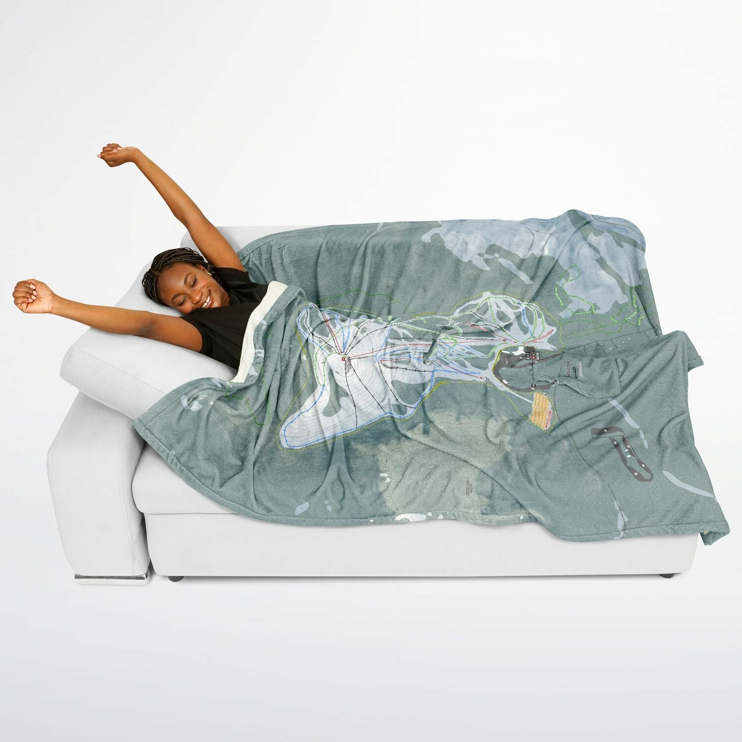 Hoodoo, Oregon Ski Resort Map Flannel Blanket Poncho