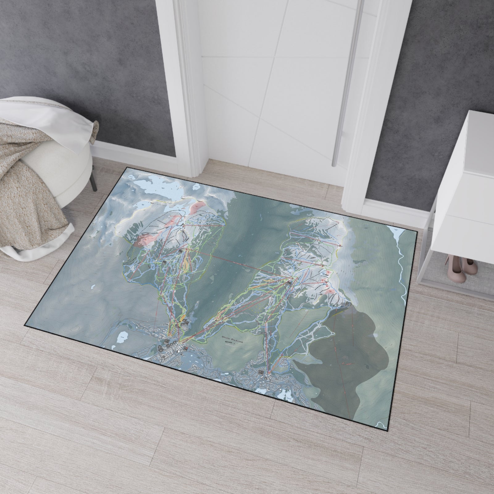 Whistler Blackcomb, British Columbia Ski Resort Map Heavy Duty Floor Mat