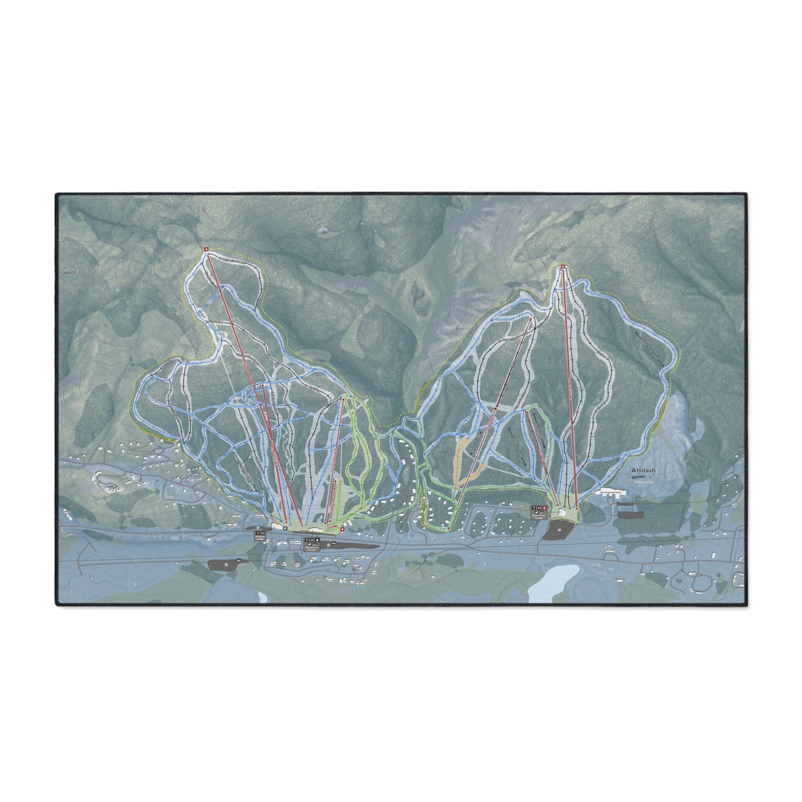Attitash Mountain, New Hampshire Ski Resort Map Heavy Duty Floor Mat