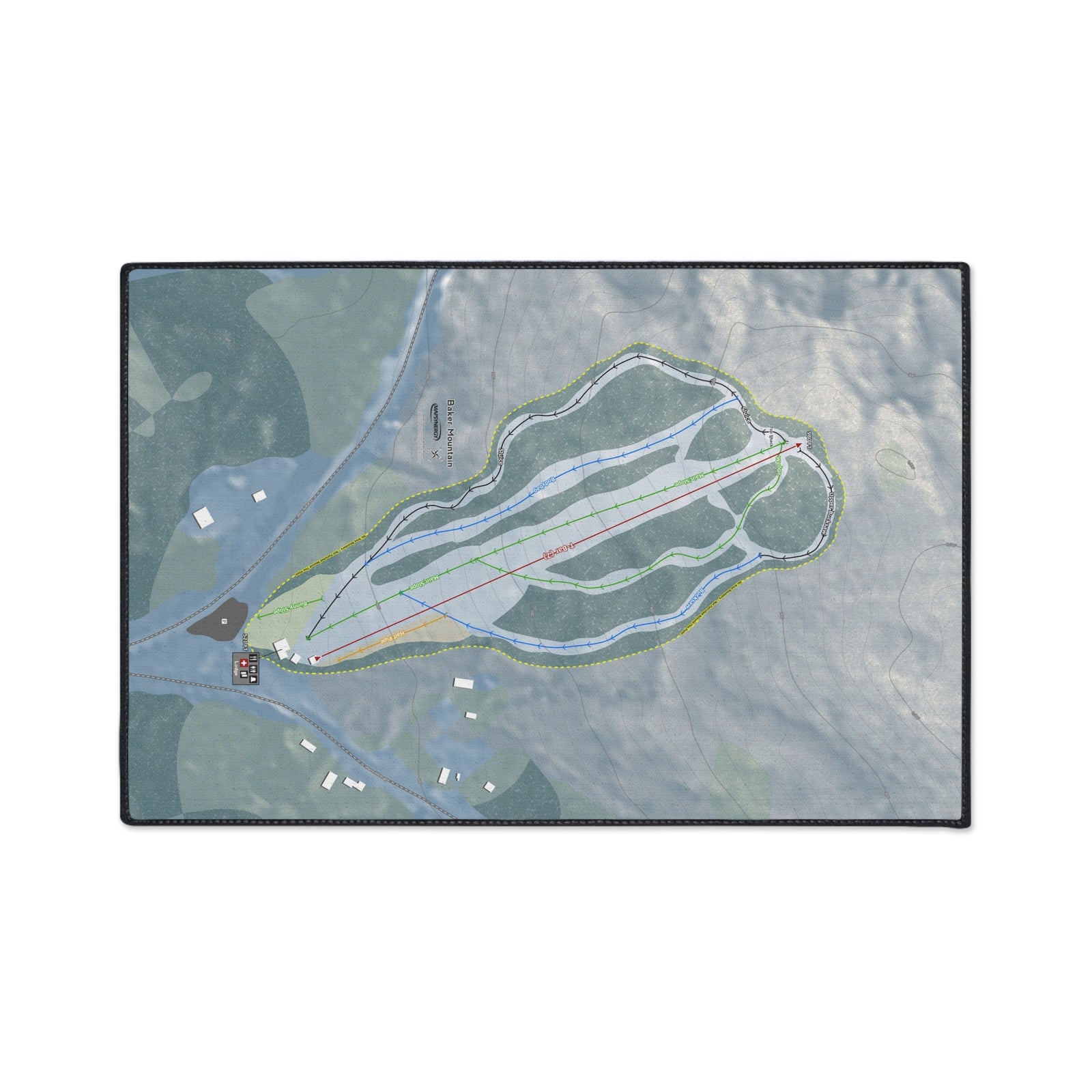 Baker Mountain, Maine Ski Resort Map Heavy Duty Floor Mat