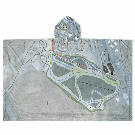 Hidden Valley, Pennsylvania Ski Resort Map Flannel Blanket Poncho