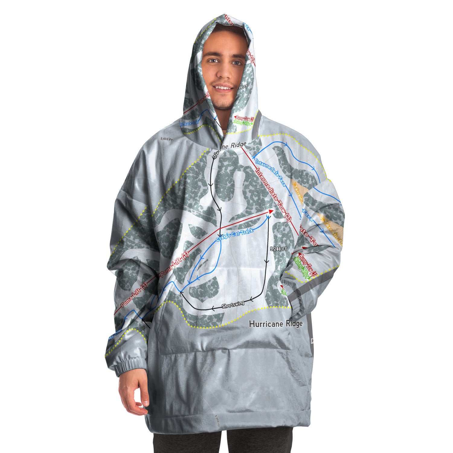 Hurricane Ridge, Washington Ski Trail Map - Snug Hoodie