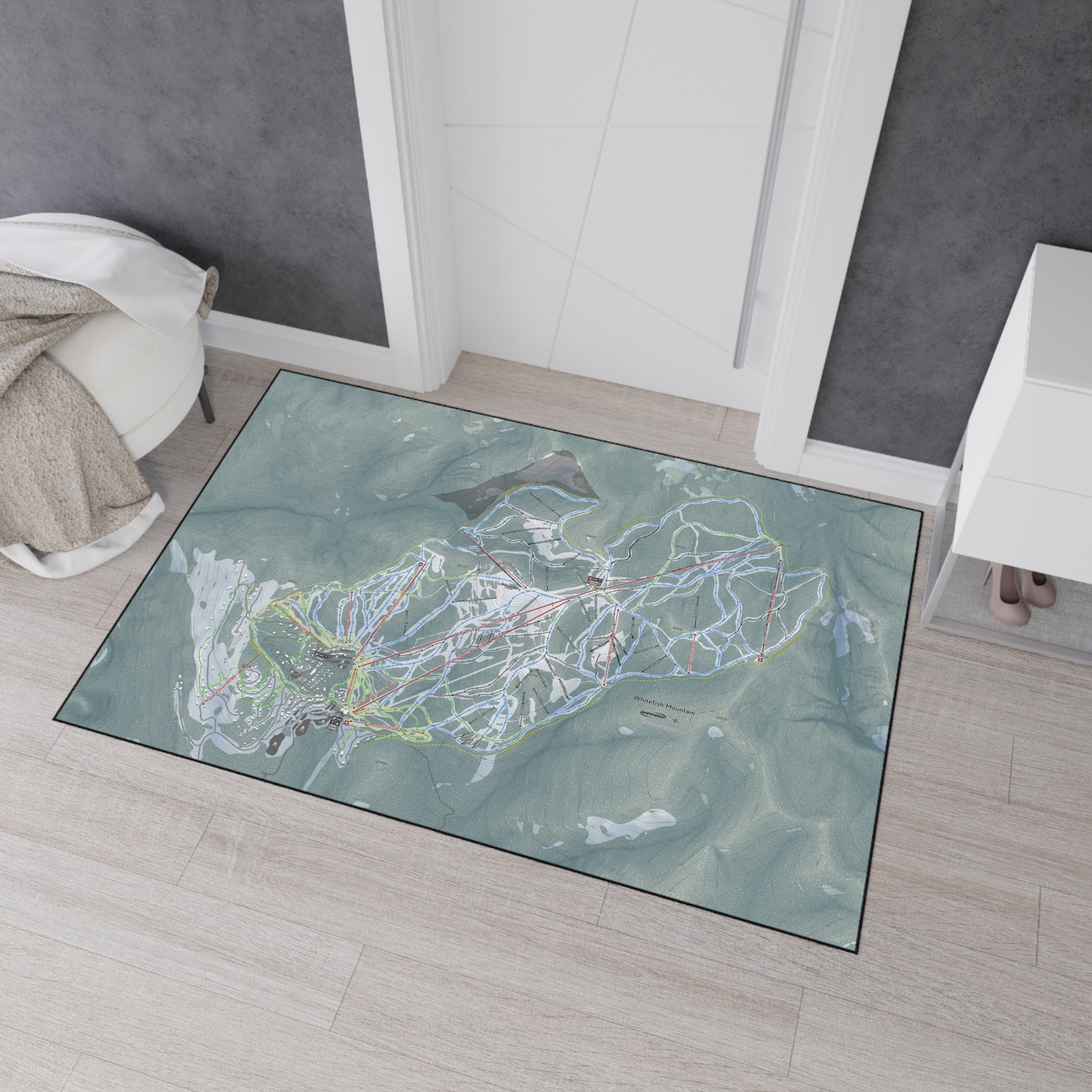 Whitefish Mountain, Montana Ski Resort Map Heavy Duty Floor Mat