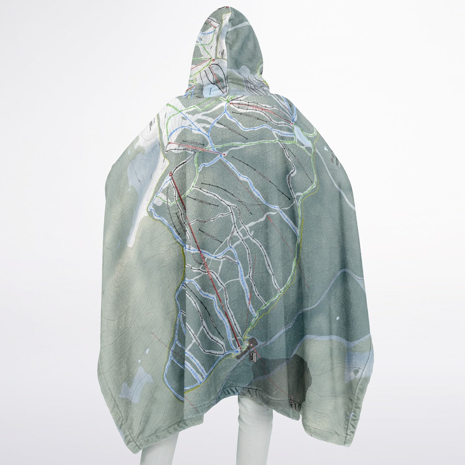 Big White, British Columbia Ski Resort Map Flannel Blanket Poncho
