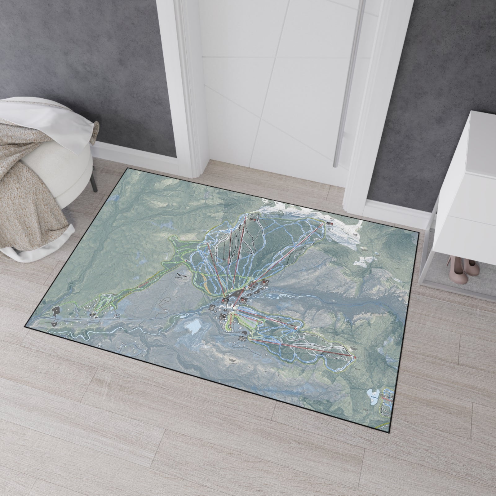 Stowe, Vermont Ski Resort Map Heavy Duty Floor Mat