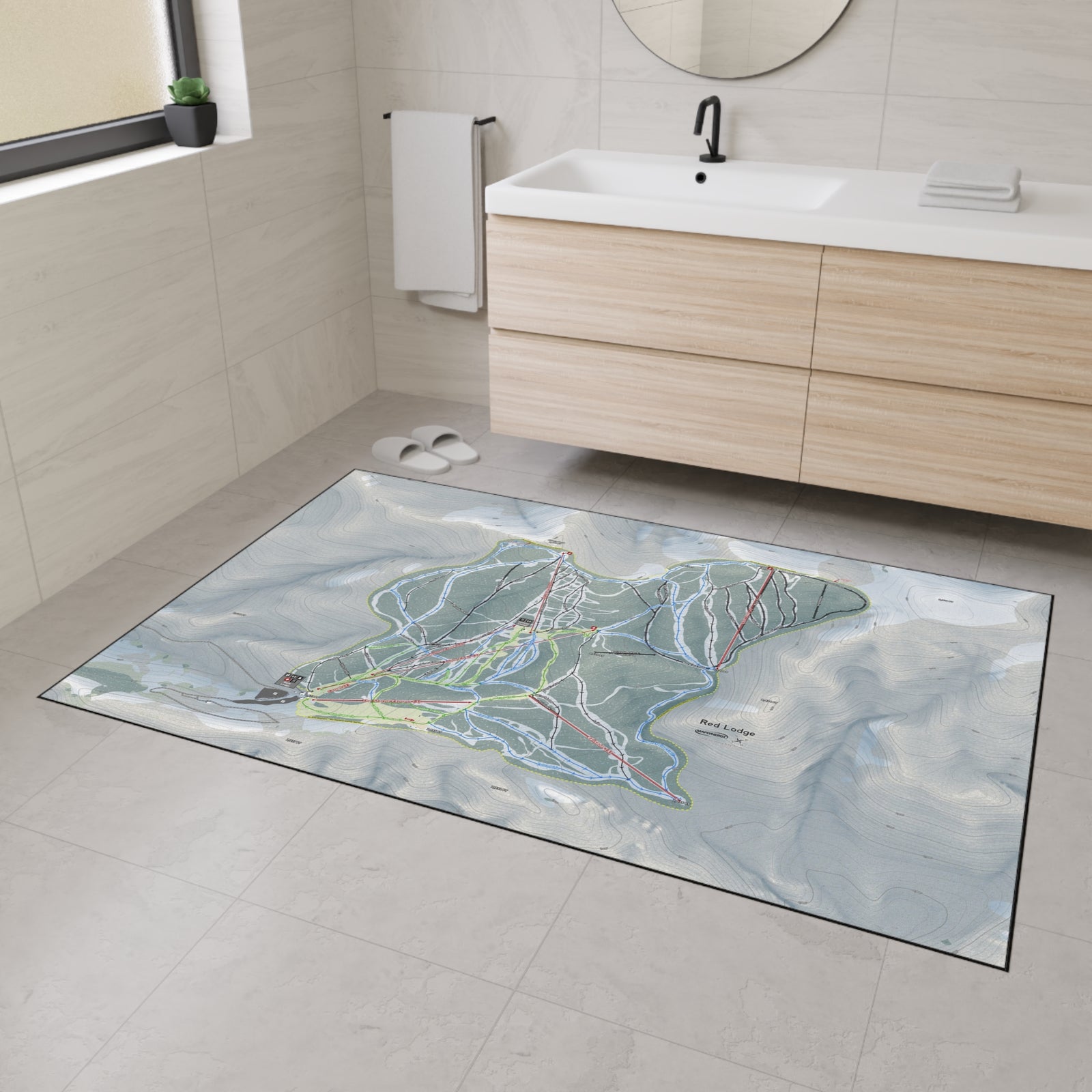 Red Lodge, Montana Ski Resort Map Heavy Duty Floor Mat