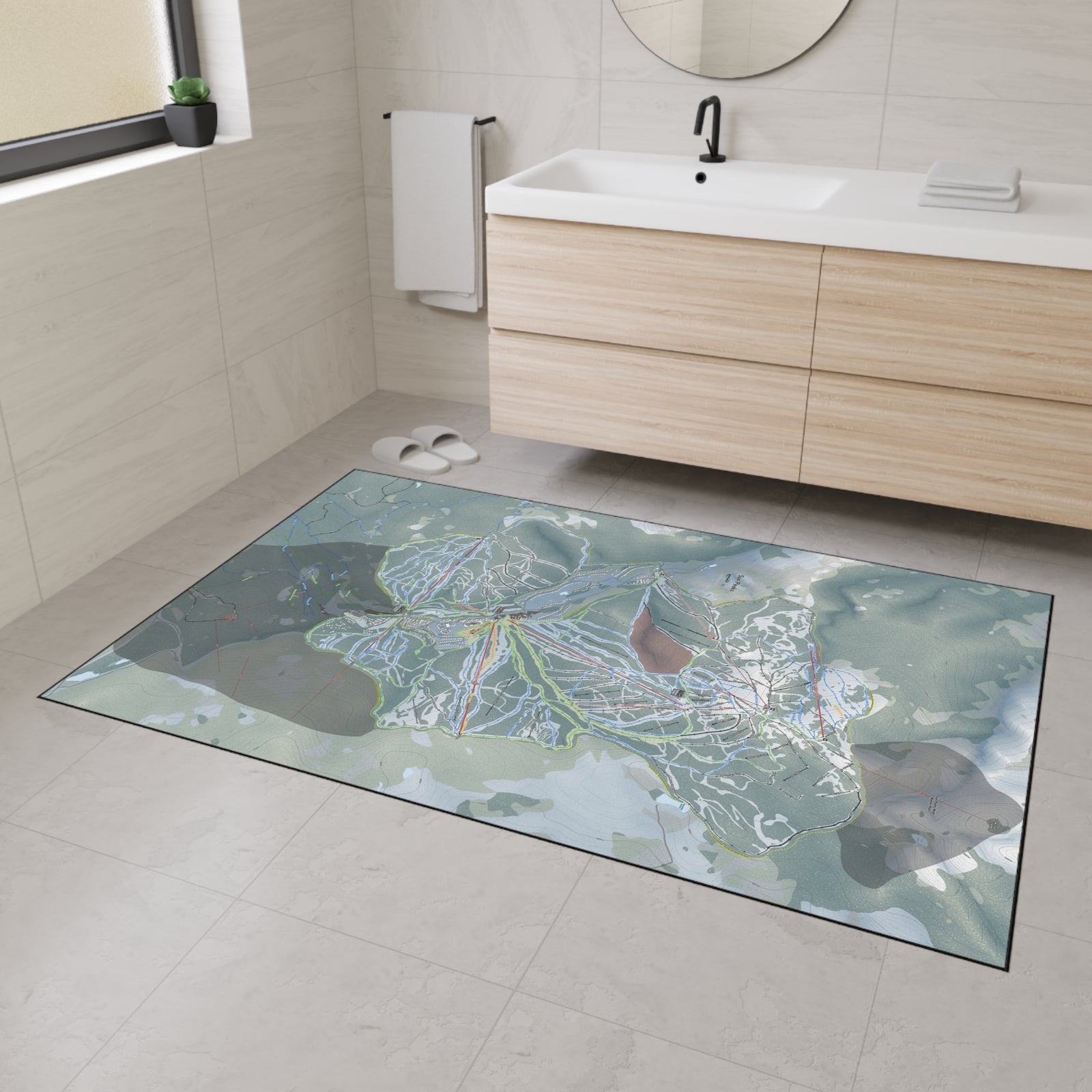 Sun Peaks, British Columbia Ski Resort Map Heavy Duty Floor Mat