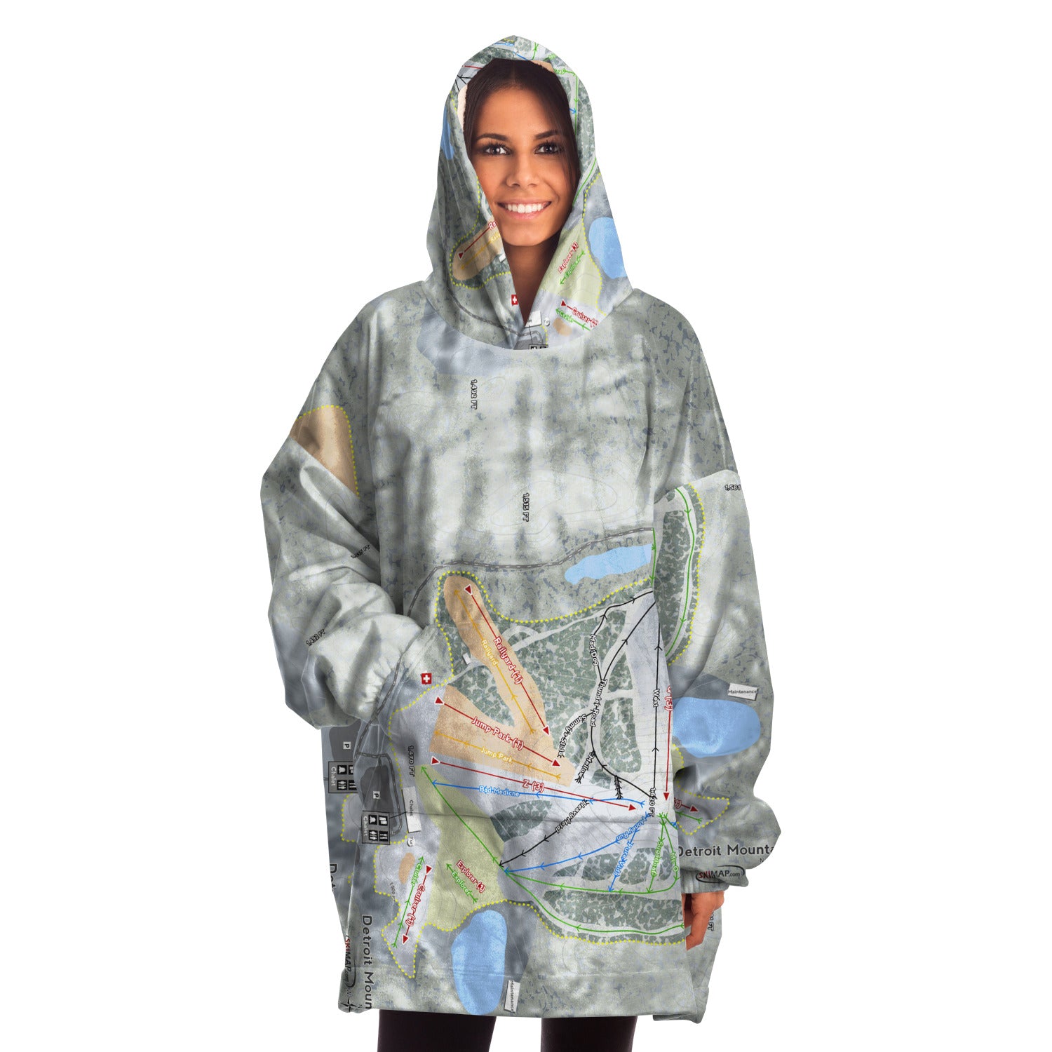 Detroit Mountain, Minnesota Ski Trail Map Snug Hoodie