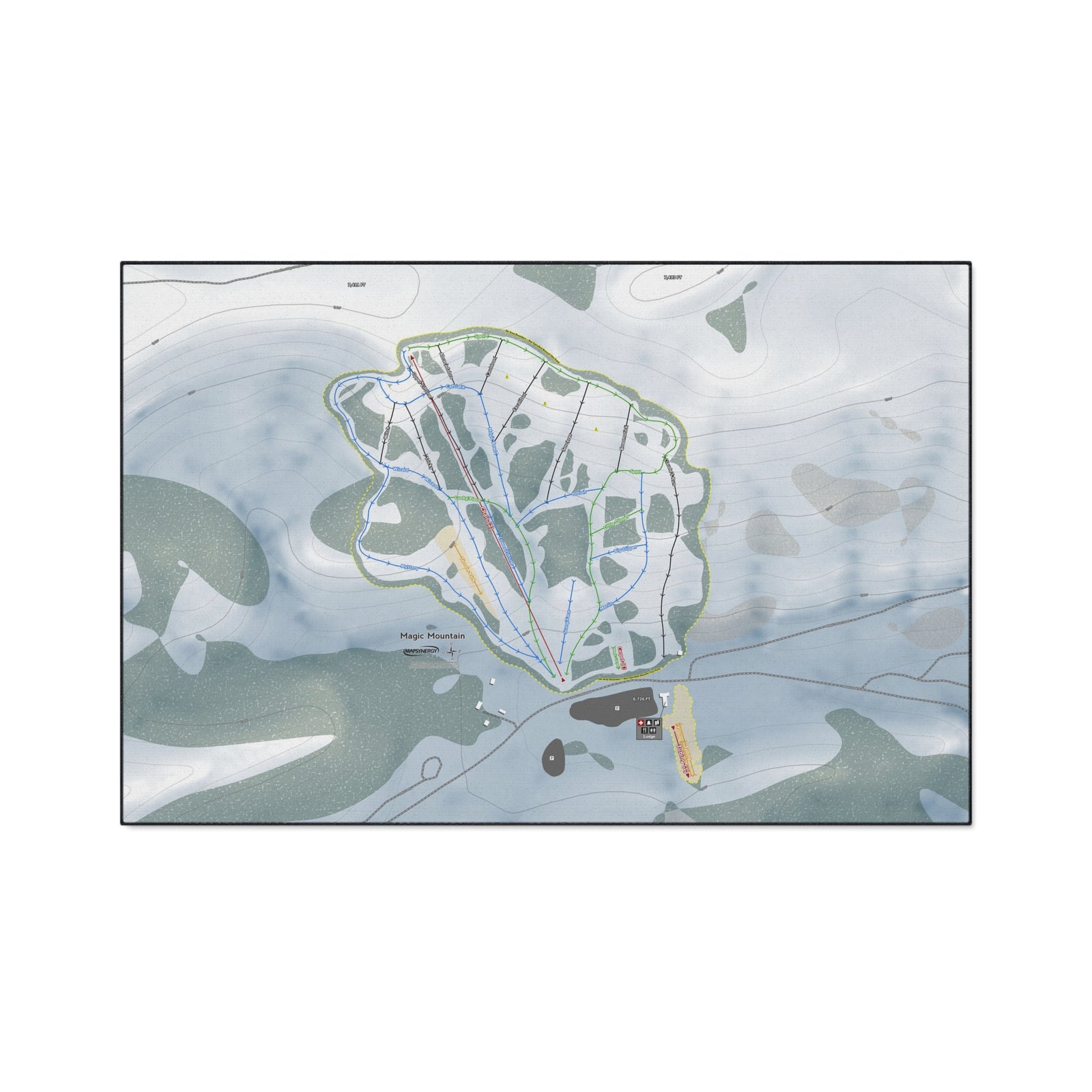 Magic Mountain, Idaho Ski Resort Map Heavy Duty Floor Mat