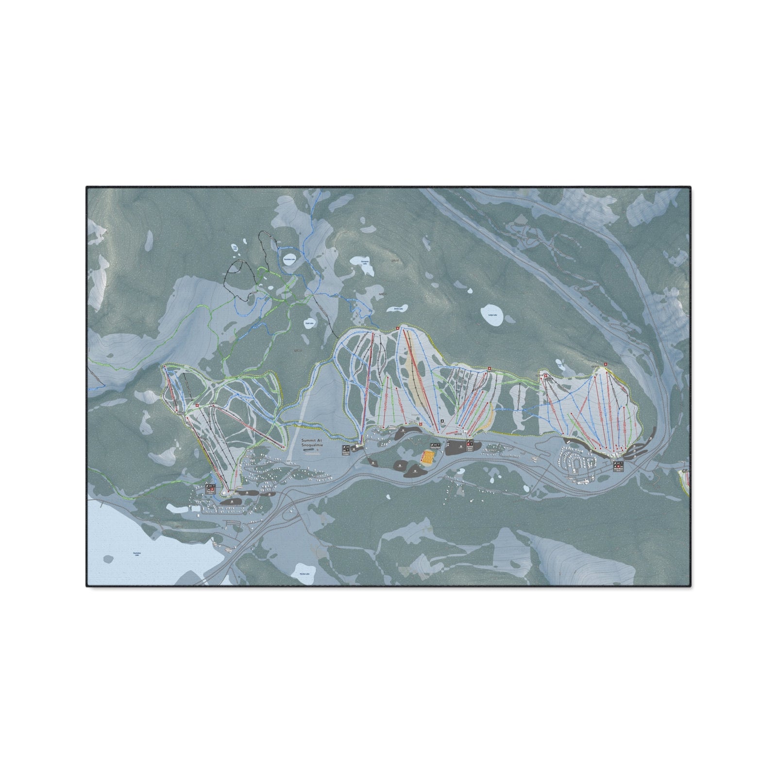 Summit At Snoqualmie, Washington Ski Resort Map Heavy Duty Floor Mat