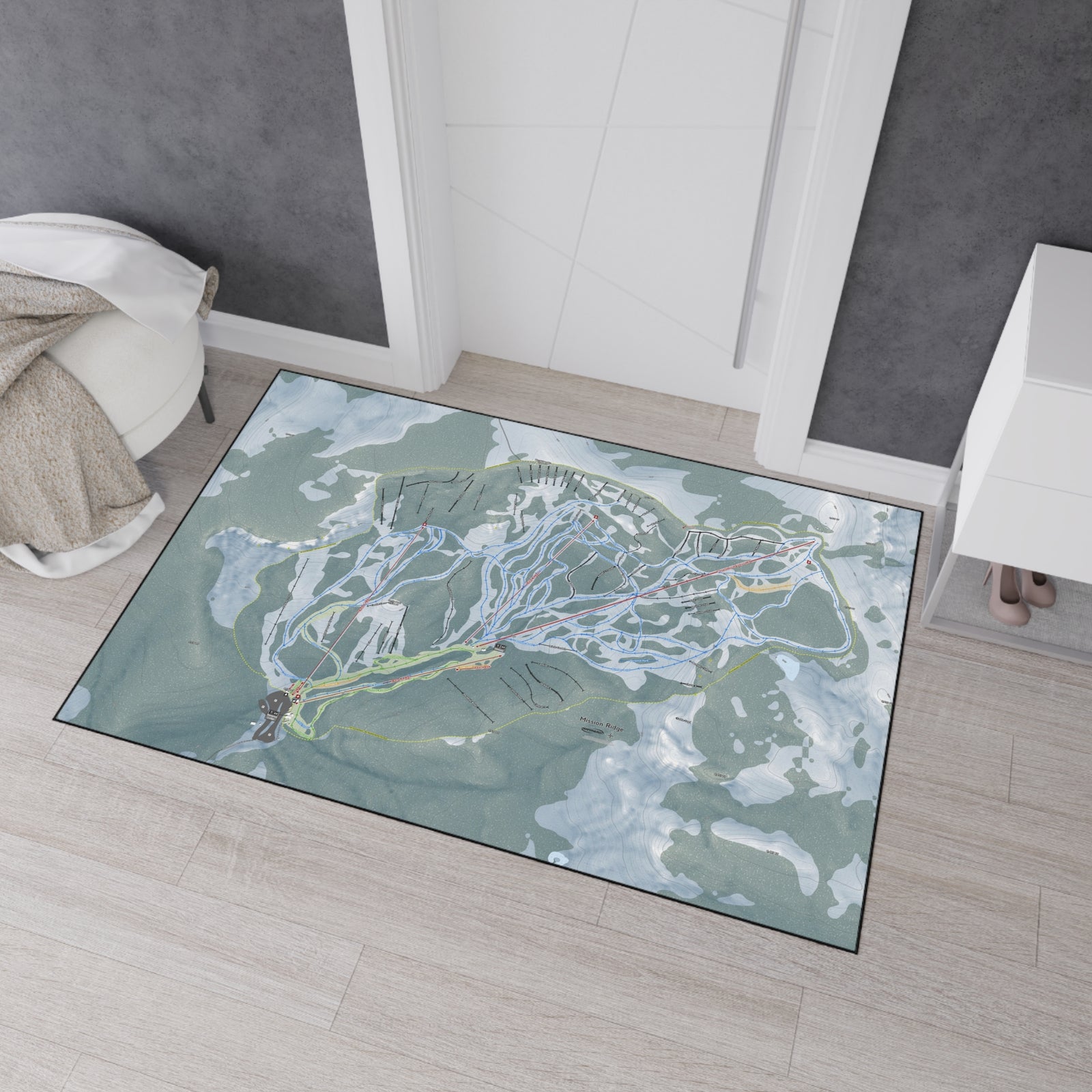 Mission Ridge, Washington Ski Resort Map Heavy Duty Floor Mat