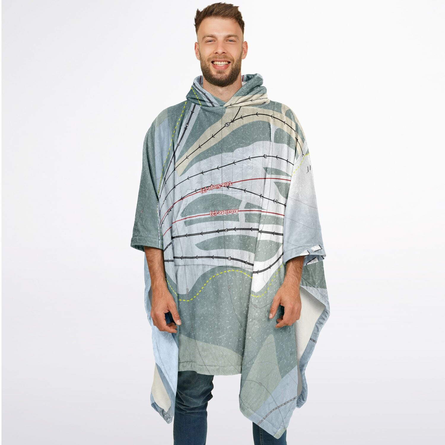 Mont Fortin, Quebec Ski Resort Map Flannel Blanket Poncho
