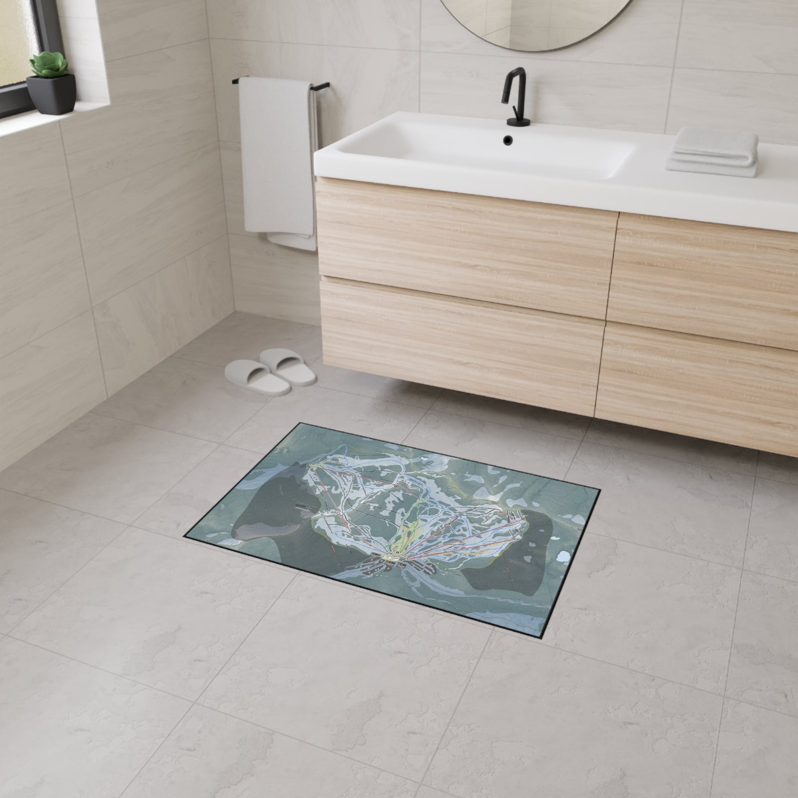 Stevens Pass, Washington Ski Resort Map Heavy Duty Floor Mat