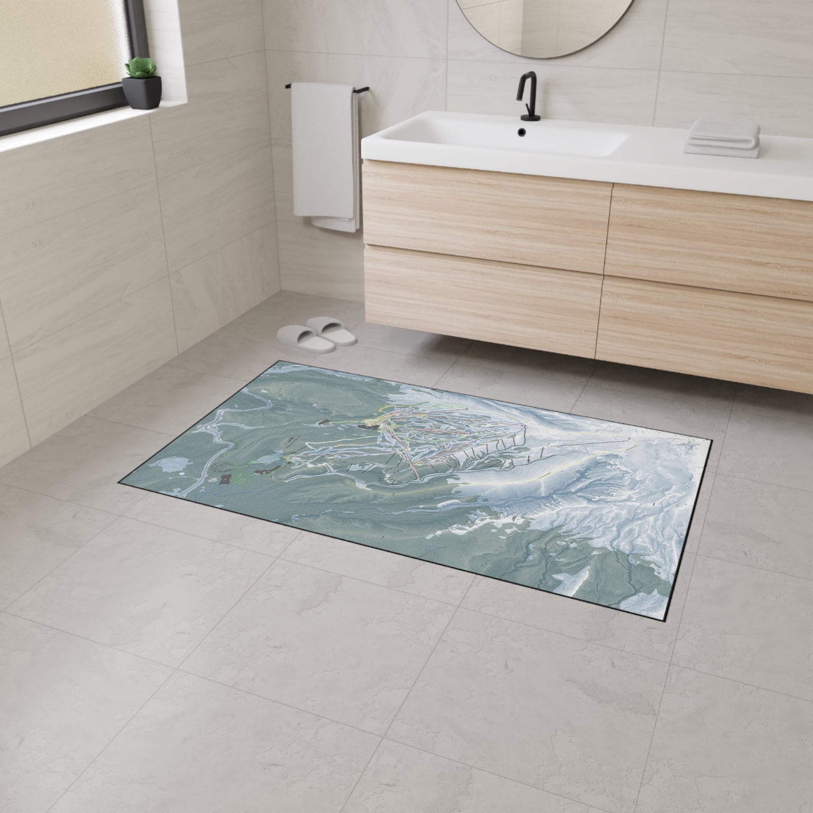 Mt Hood Meadows, Oregon Ski Resort Map Heavy Duty Floor Mat