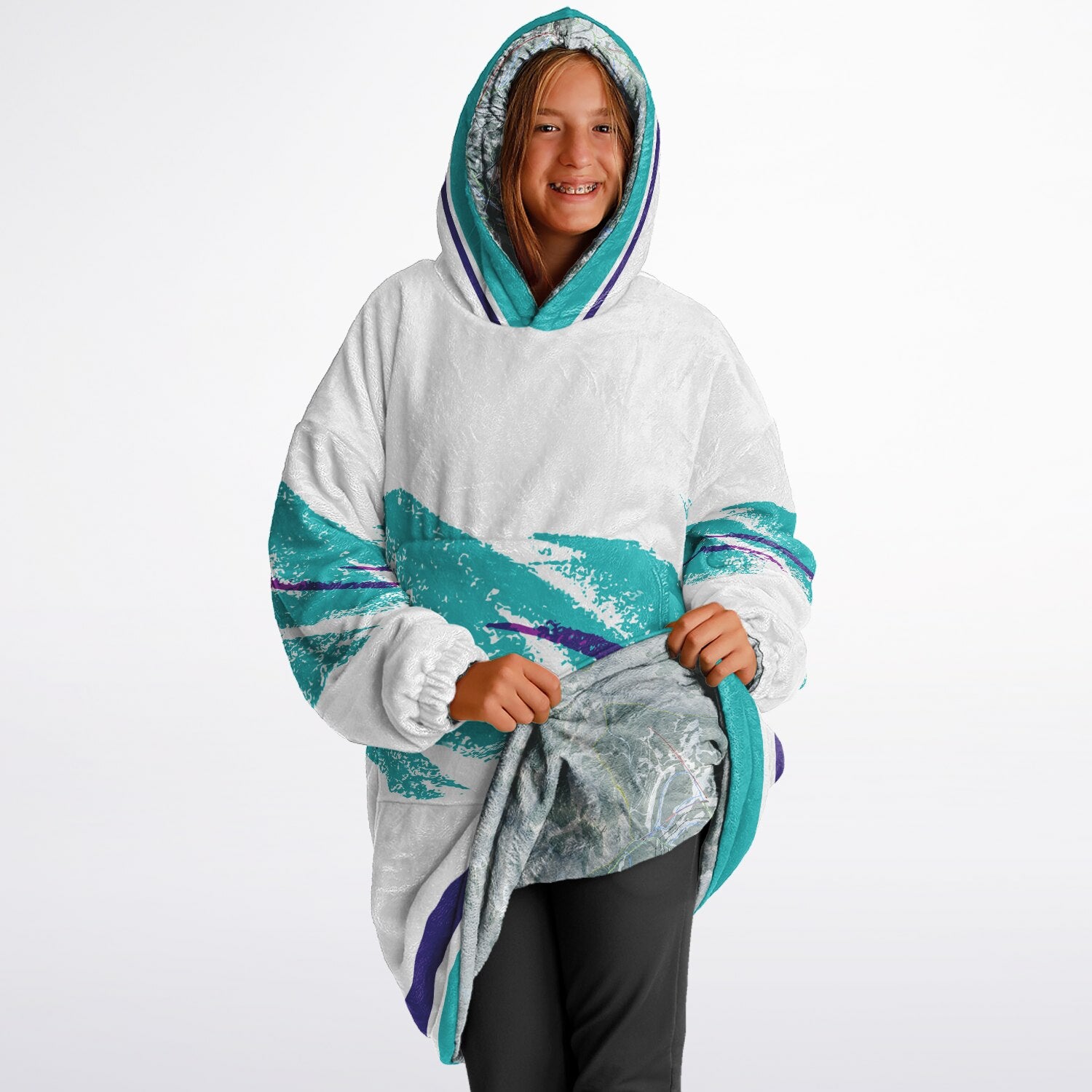 Powder Mountain, Utah Ski Resort Map Youth Reversible Snug Hoodie