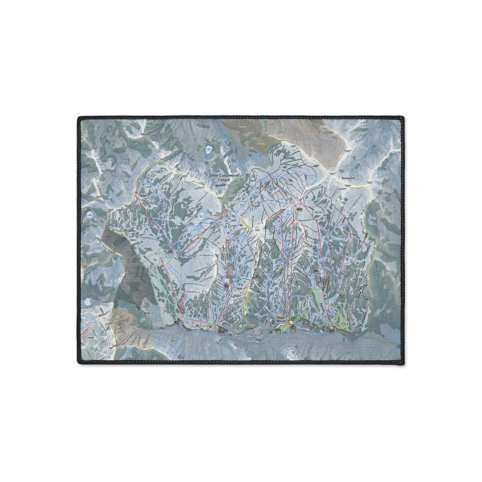 Little Cottonwood Canyon, Utah Ski Resort Map Heavy Duty Floor Mat