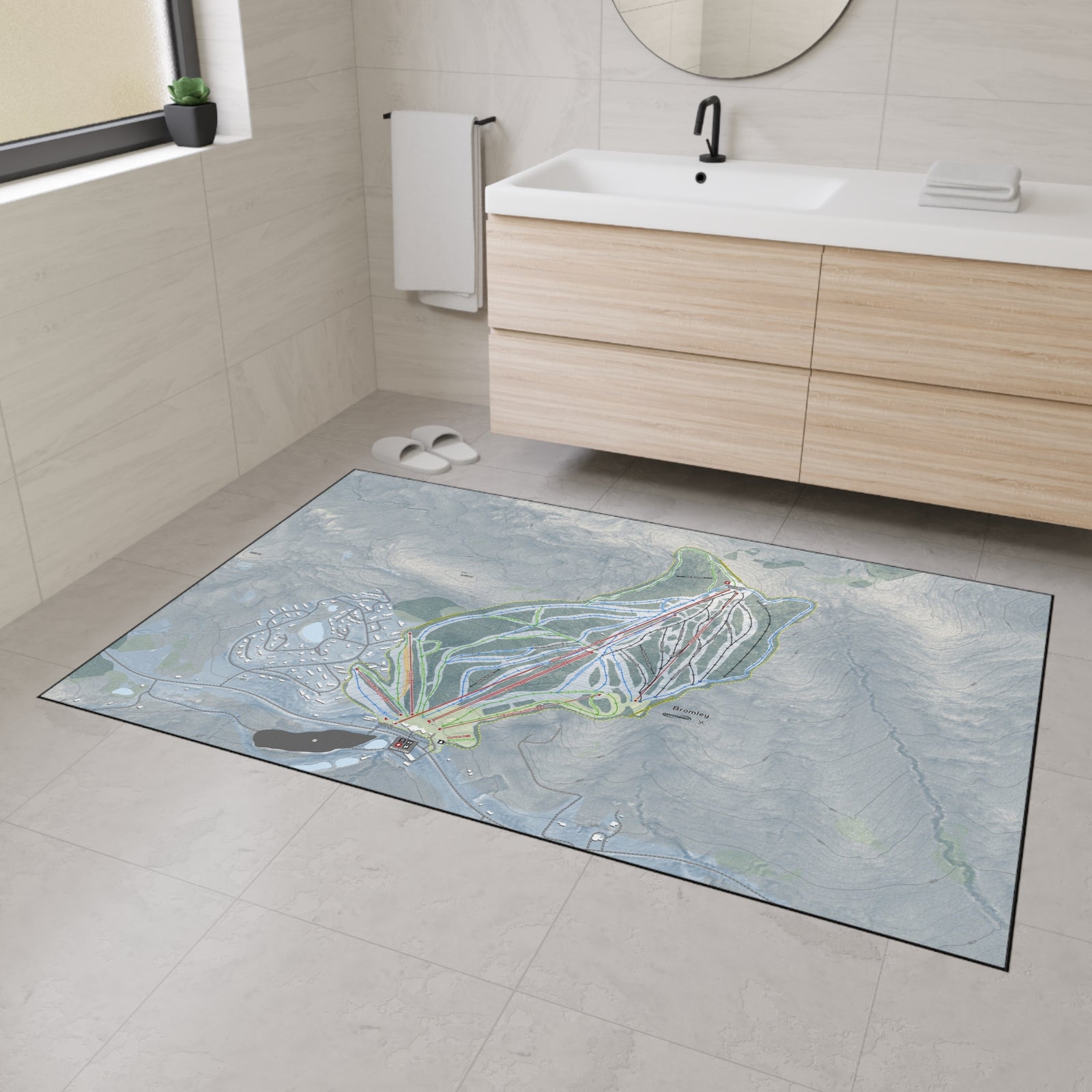 Bromley, Vermont Ski Resort Map Heavy Duty Floor Mat