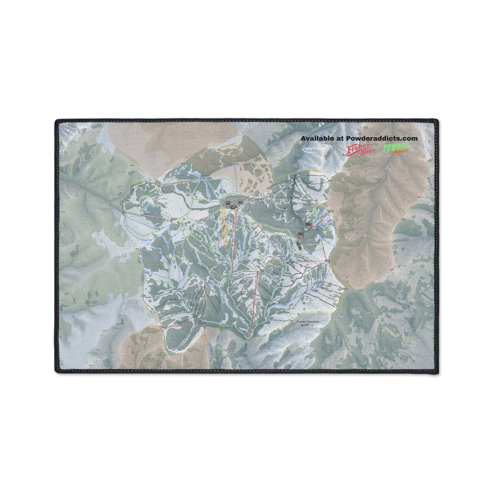FISHER Powder Mountain, Utah Ski Resort Map Heavy Duty Floor Mat