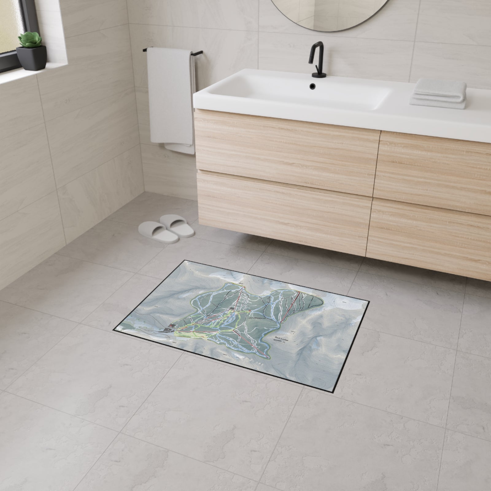 Red Lodge, Montana Ski Resort Map Heavy Duty Floor Mat