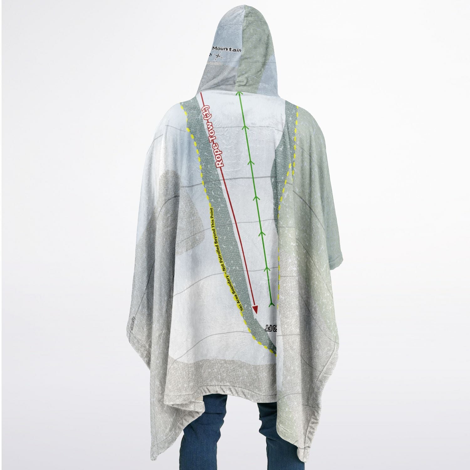 Adventure Mountain, Michigan Ski Resort Map Flannel Blanket Poncho