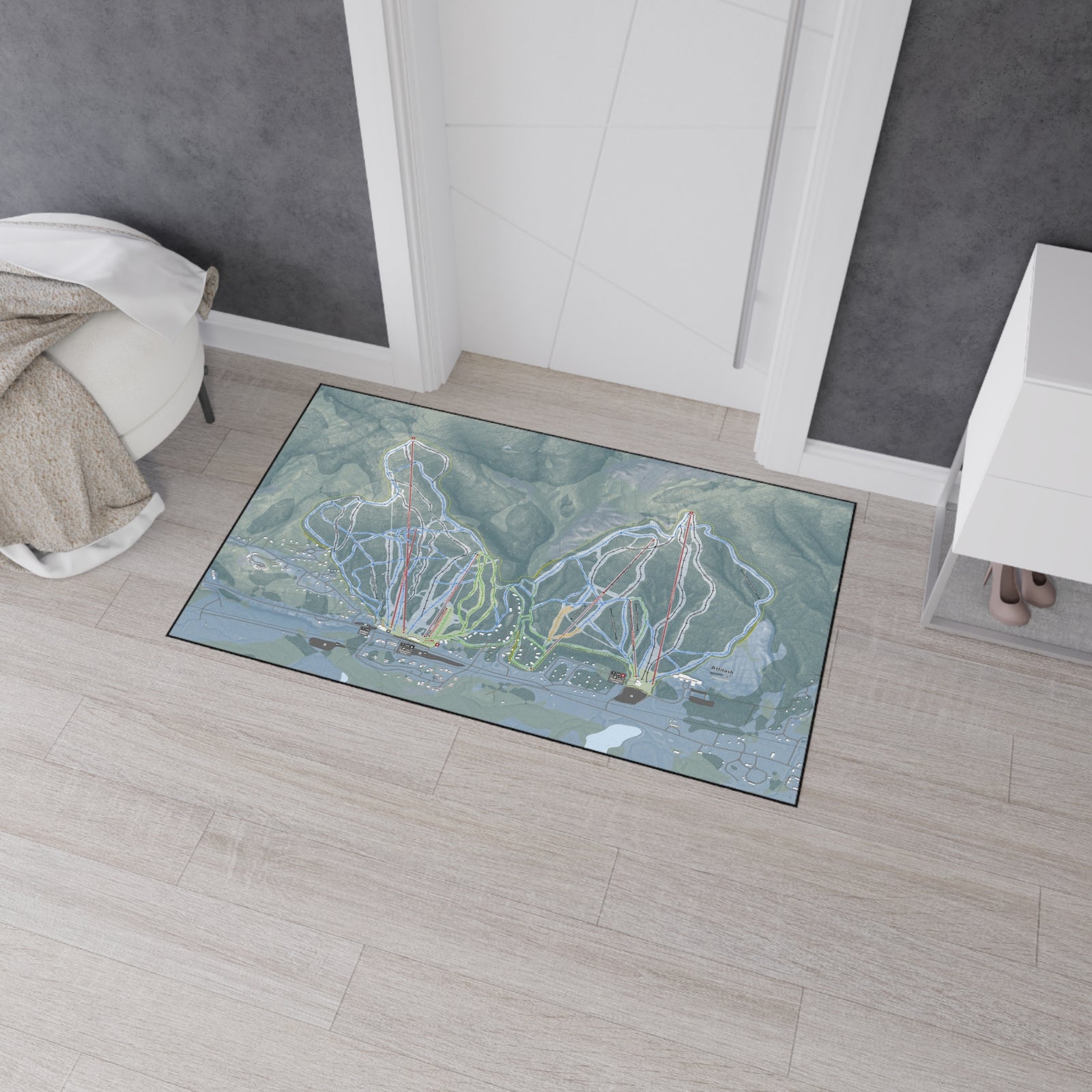 Attitash Mountain, New Hampshire Ski Resort Map Heavy Duty Floor Mat