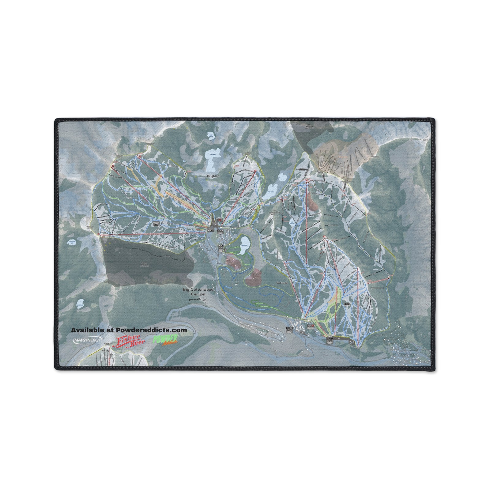 FISHER Big Cottonwood Canyon, Utah Ski Resort Map Heavy Duty Floor Mat