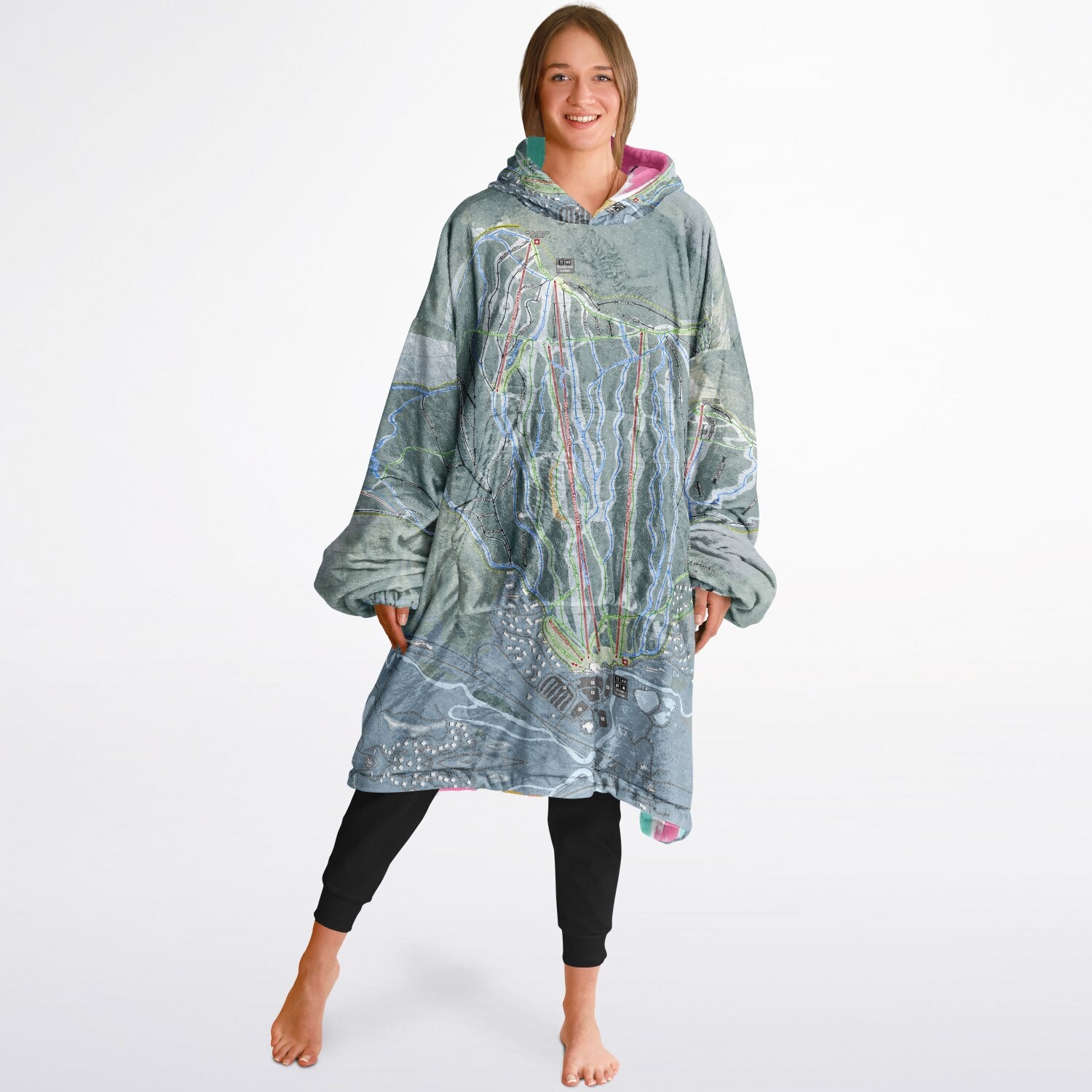 Bretton Woods, New Hampshire Ski Resort Map Reversible Snug Hoodie