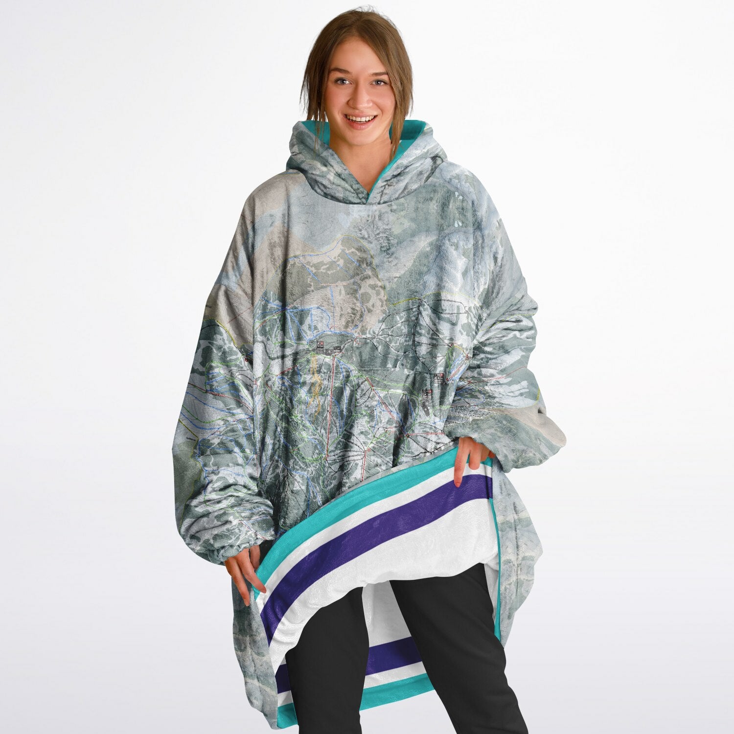 Powder Mountain, Utah Ski Resort Map Reversible Snug Hoodie