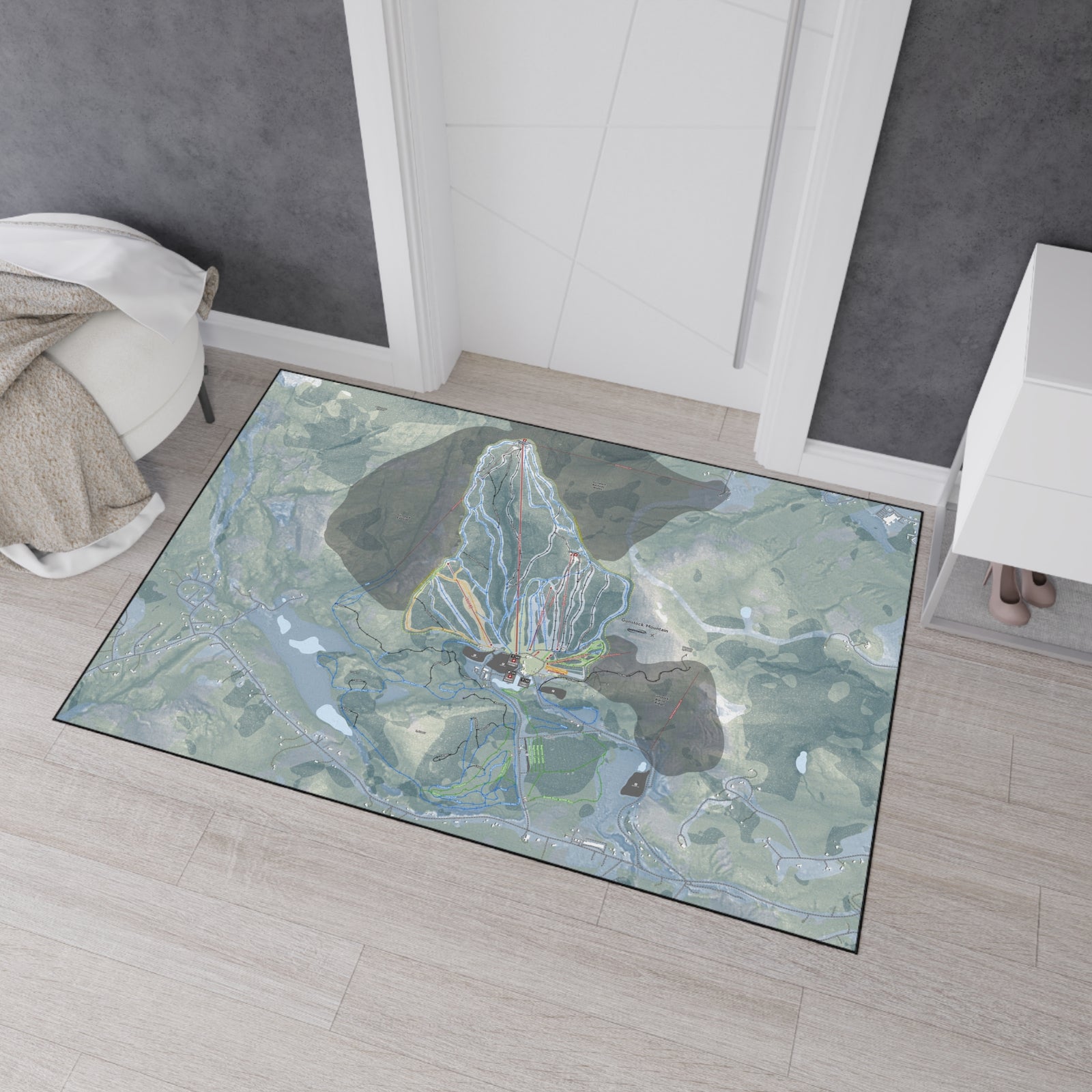 Gunstock Mountain, New Hampshire Ski Resort Map Heavy Duty Floor Mat