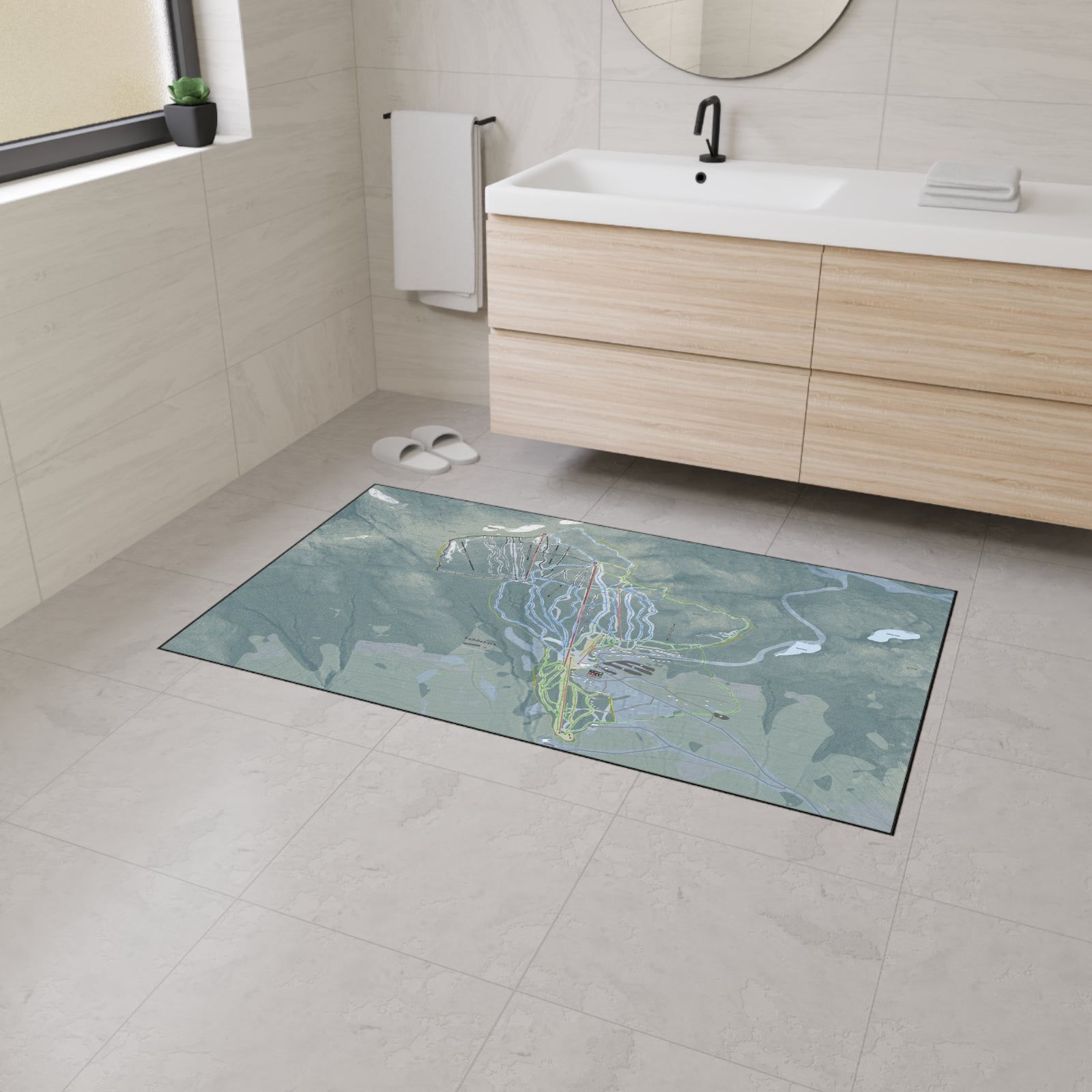 Saddleback Mountain, Maine Ski Resort Map Heavy Duty Floor Mat