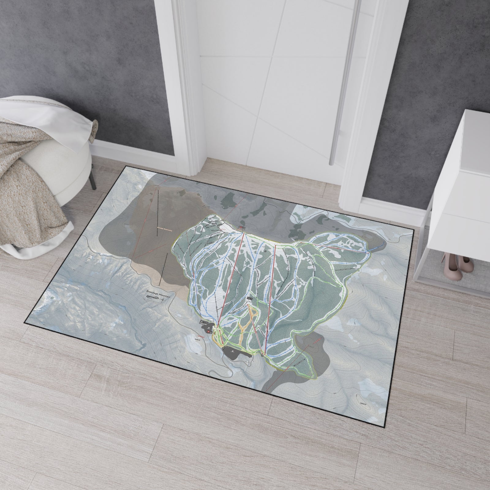 Brundage Mountain, Idaho Ski Resort Map Heavy Duty Floor Mat