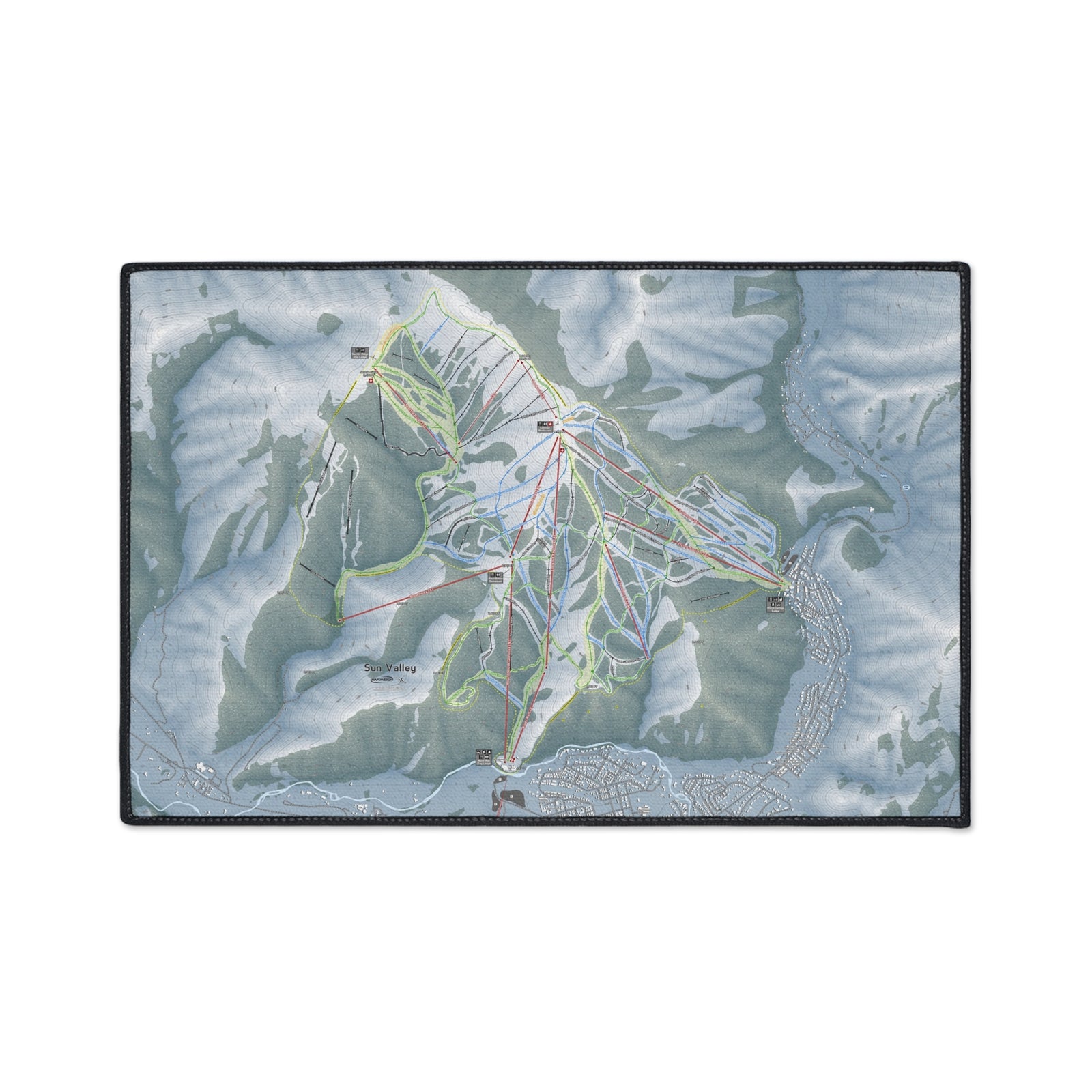 Sun Valley, Idaho Ski Resort Map Heavy Duty Floor Mat