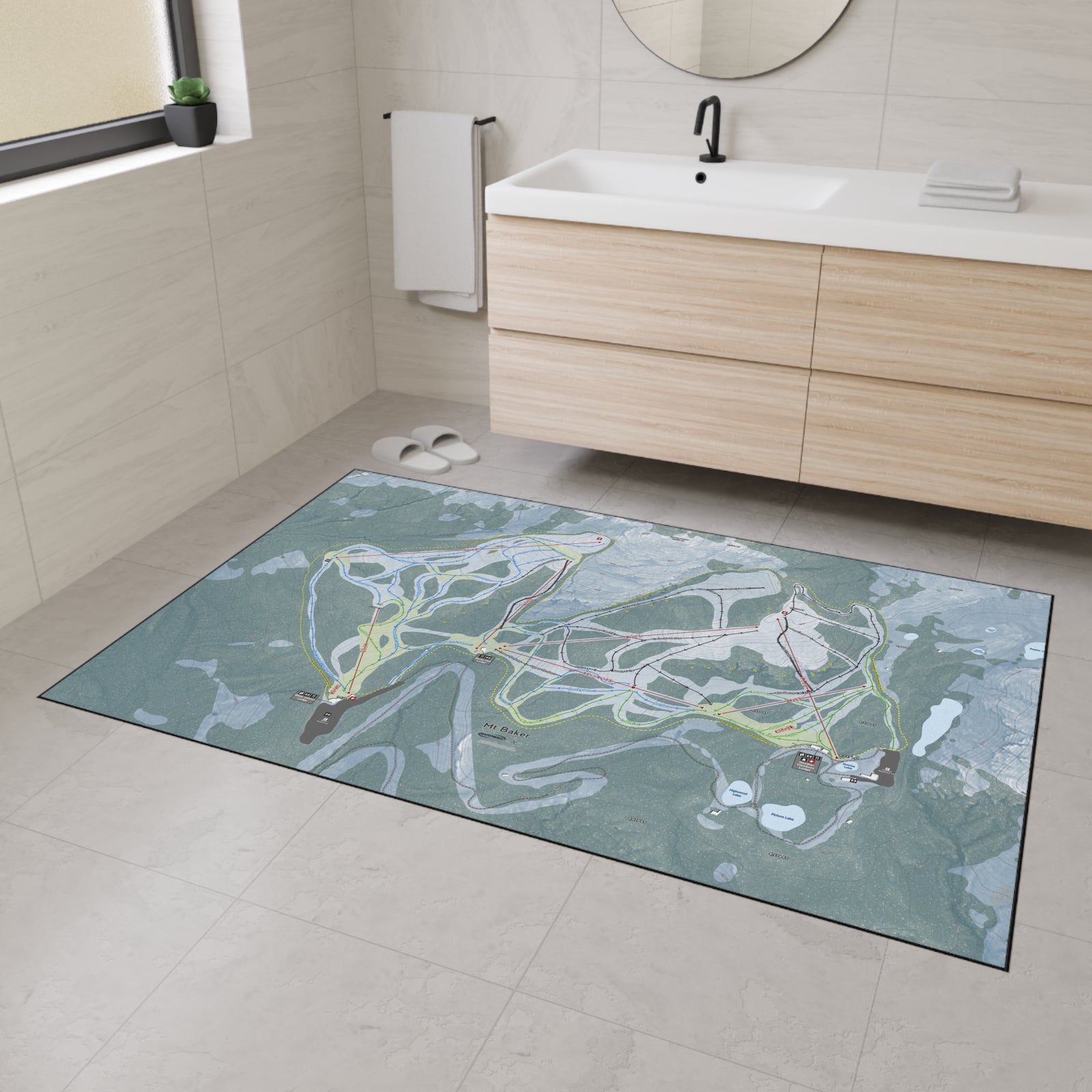 Mt Baker, Washington Ski Resort Map Heavy Duty Floor Mat