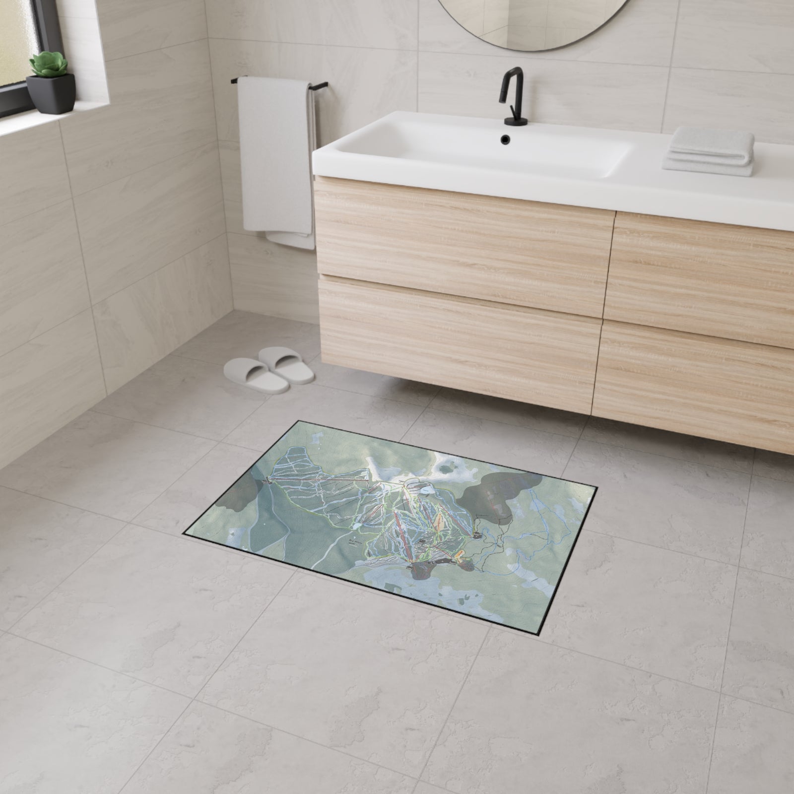 Big White, British Columbia Ski Resort Map Heavy Duty Floor Mat