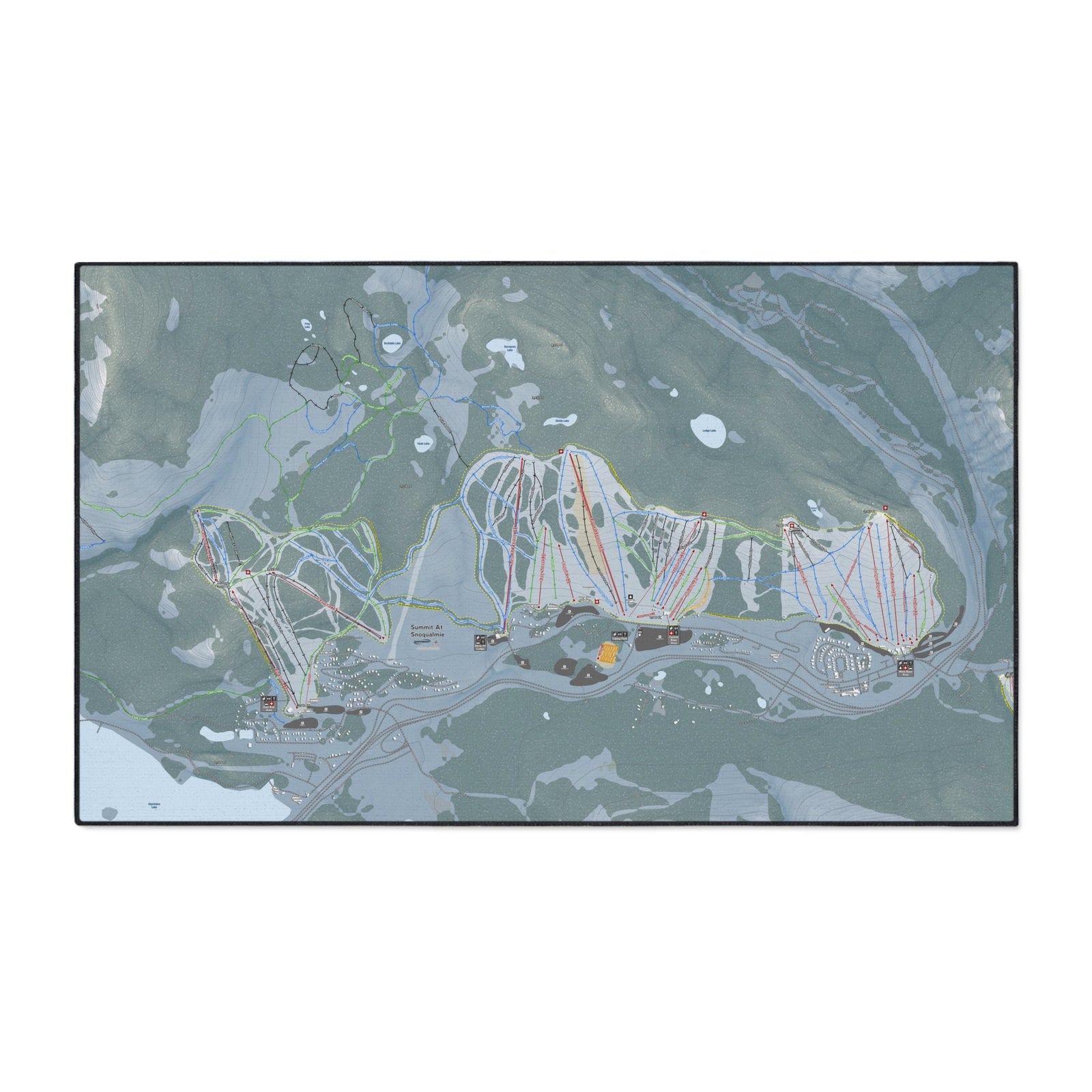 Summit At Snoqualmie, Washington Ski Resort Map Heavy Duty Floor Mat
