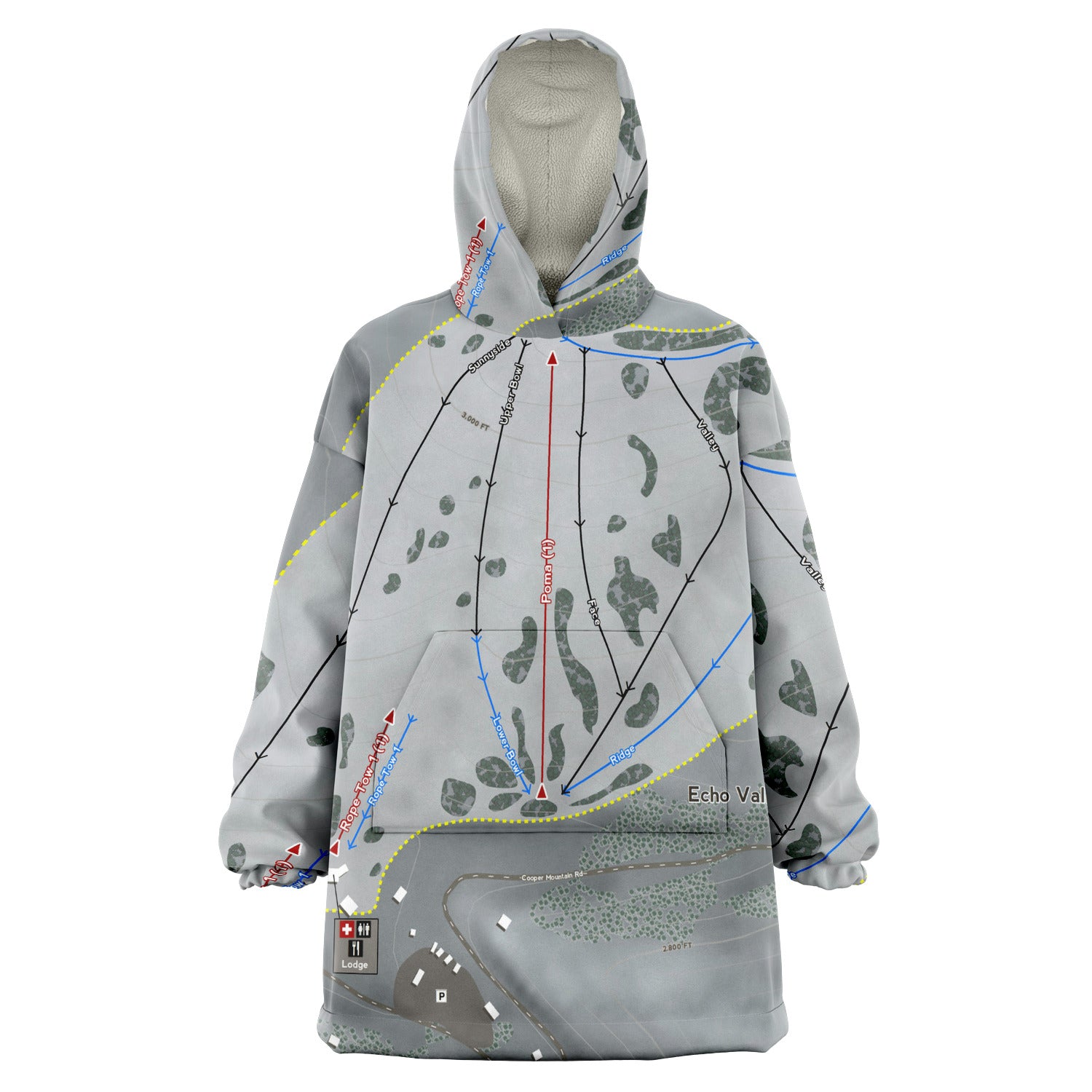 Echo Valley, Washington Ski Trail Map - Snug Hoodie - Powderaddicts