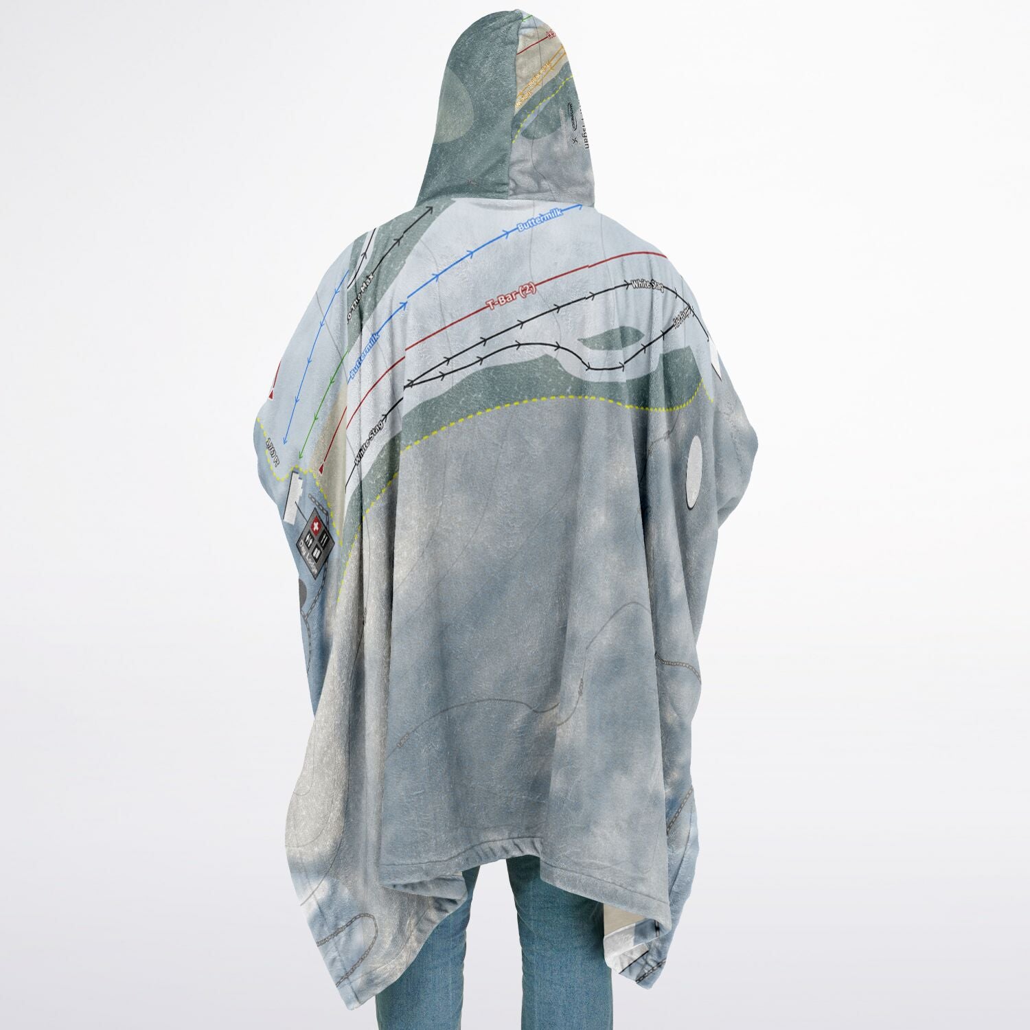 Mt Pisgah, New York Ski Resort Map Flannel Blanket Poncho