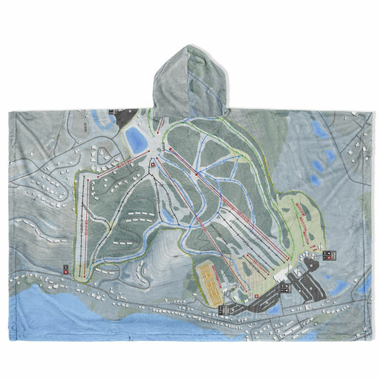 Wisp, Maryland Ski Resort Map Flannel Blanket Poncho